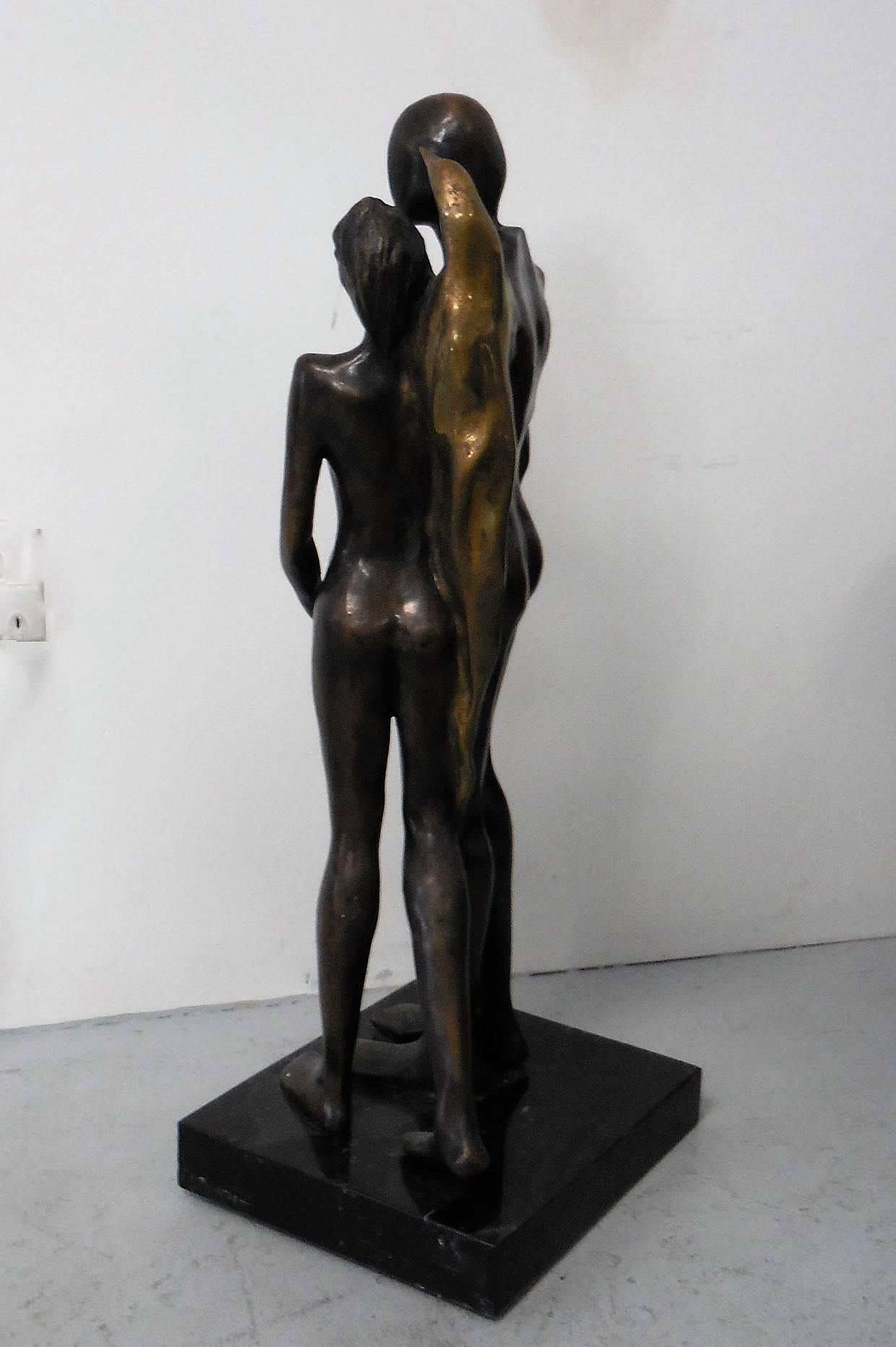 American Modern Bronze Sculpture on Marble Base