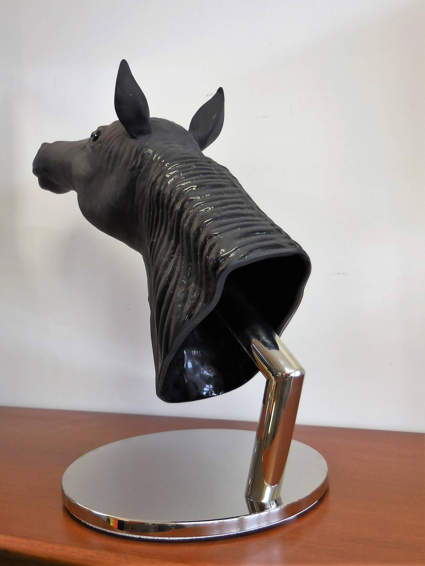 Large Murano Art Glass Horse Head Sculpture, Zanneti In Excellent Condition In Miami, FL