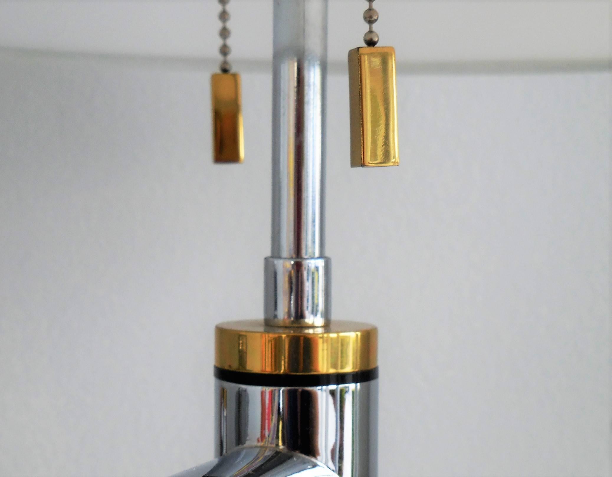 Late 20th Century Karl Springer Pair of Brass and Nickel Swing Arm Sconces