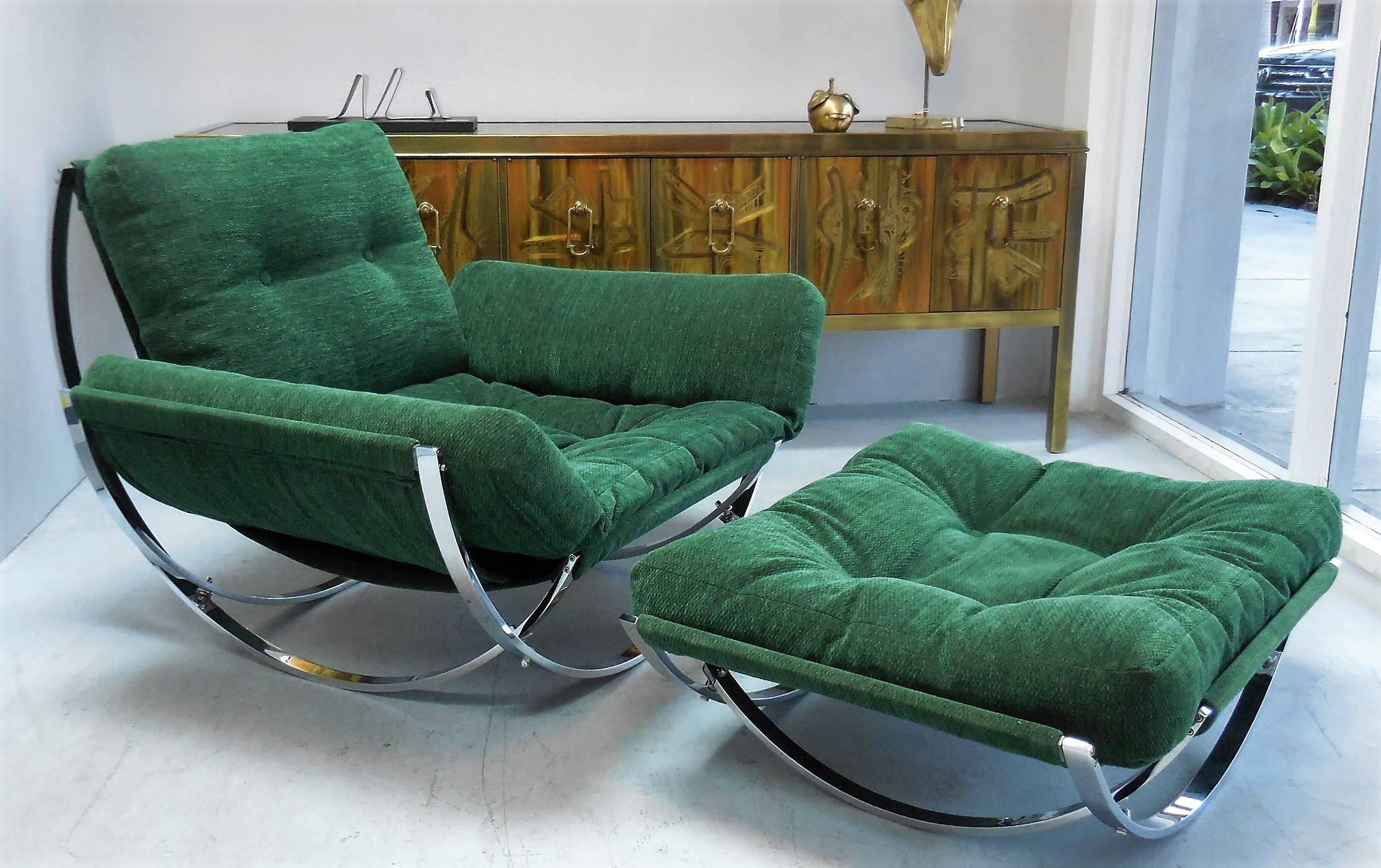 American Armillary Lounge Chair and Ottoman, 1970s