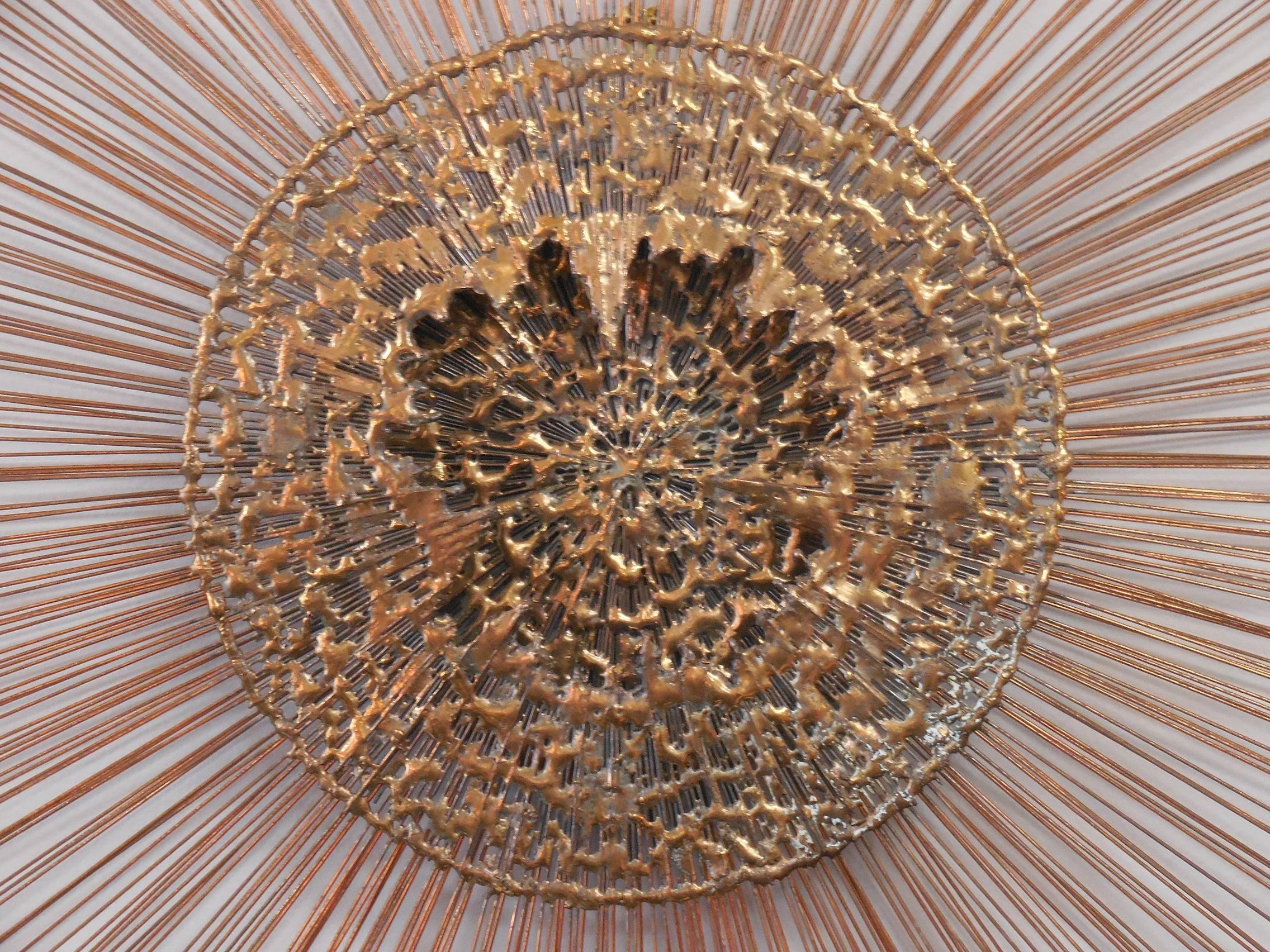 Late 20th Century Large Sunburst Wall Sculpture in the Manner of Bertoia