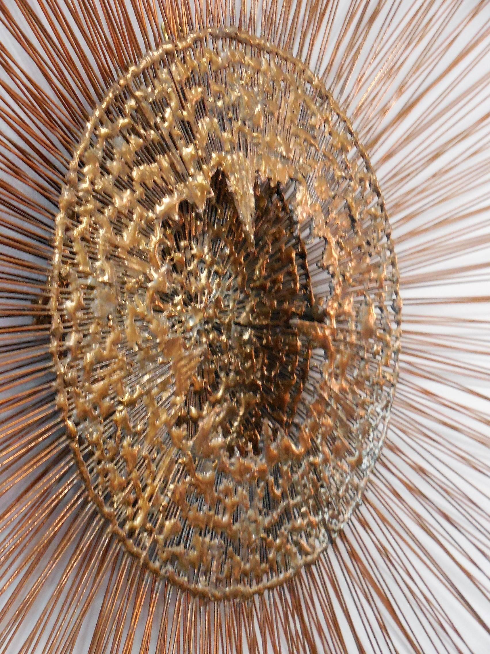 Large Sunburst Wall Sculpture in the Manner of Bertoia 1