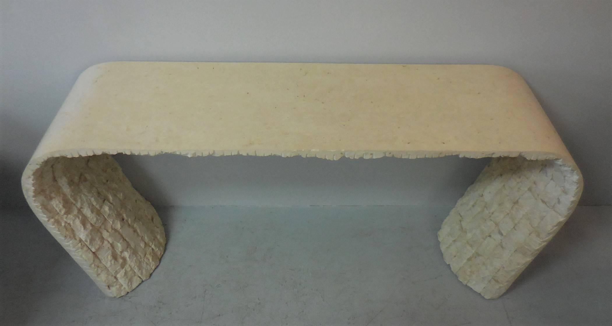 Marble Smooth and Textural Organic Console Table In Excellent Condition In Miami, FL