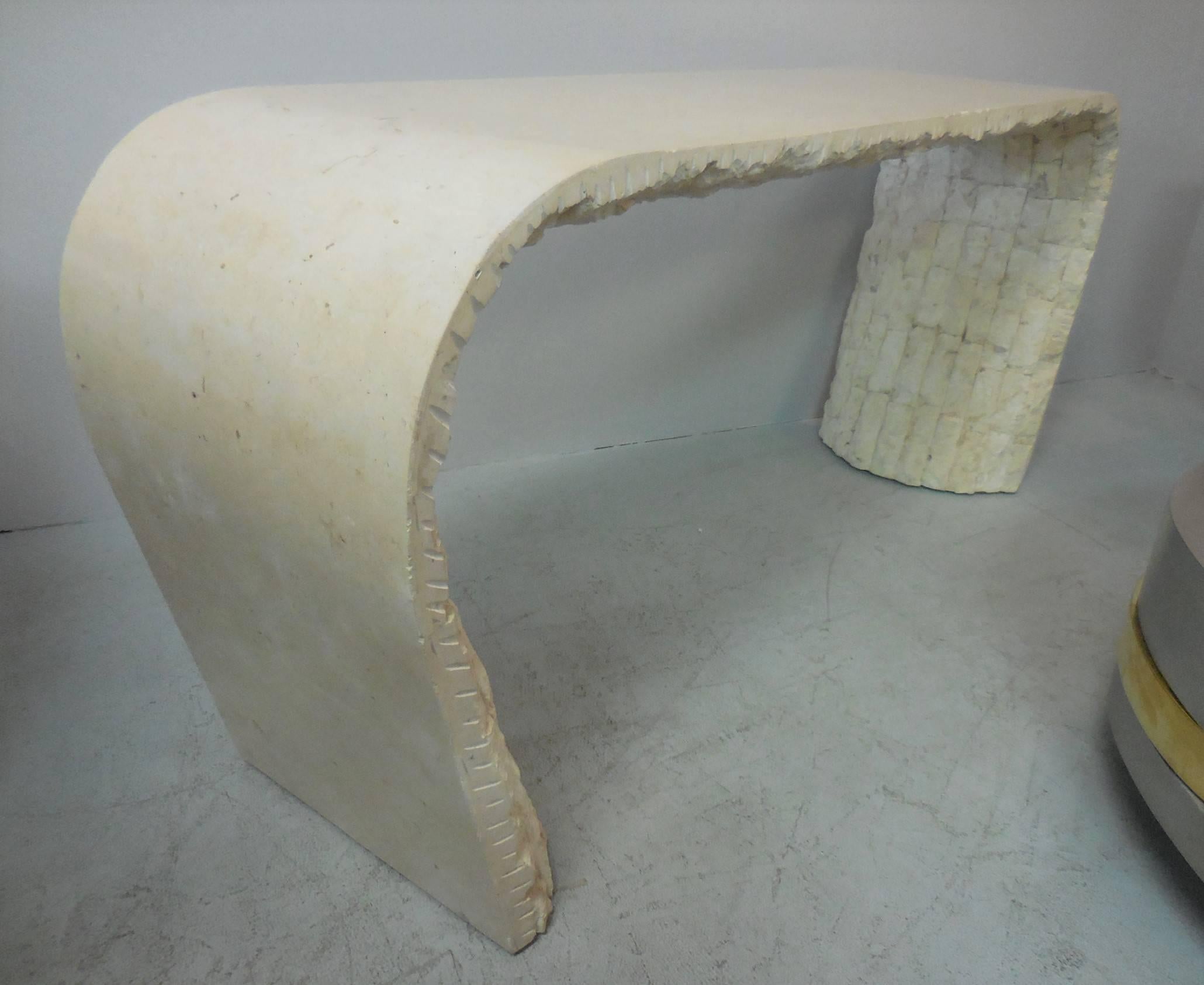Late 20th Century Marble Smooth and Textural Organic Console Table