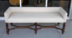 Baker Wood and Linen Transitional Bench or Settee