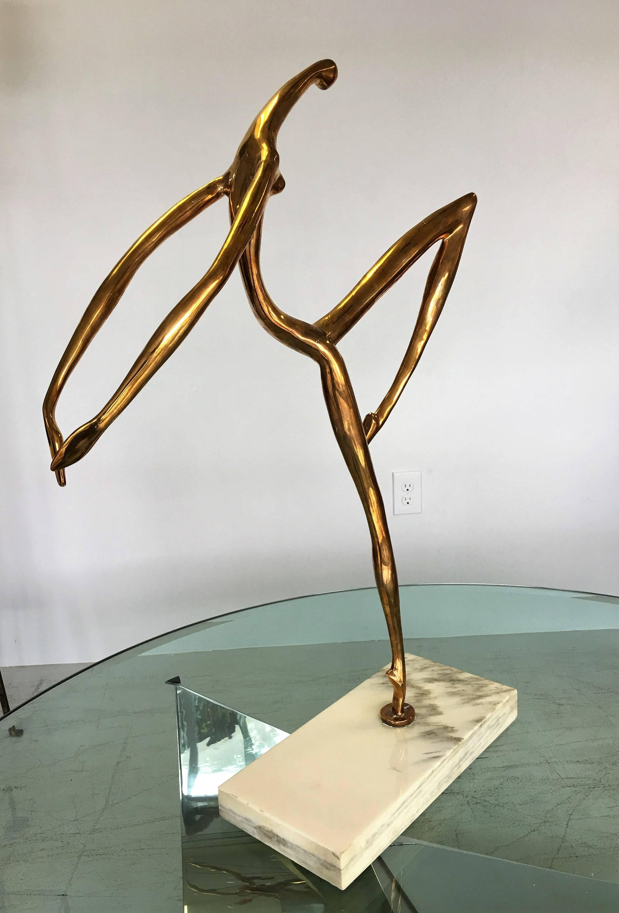 Late 20th Century Manuel Carbonell Large Bronze Sculpture of Dancer