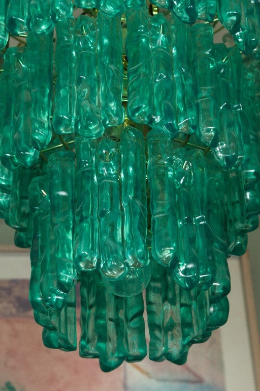 Mid-20th Century Five-Tier Emerald Lucite Ice Chandelier