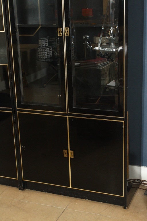 Black Lacquer and Glass Case Piece