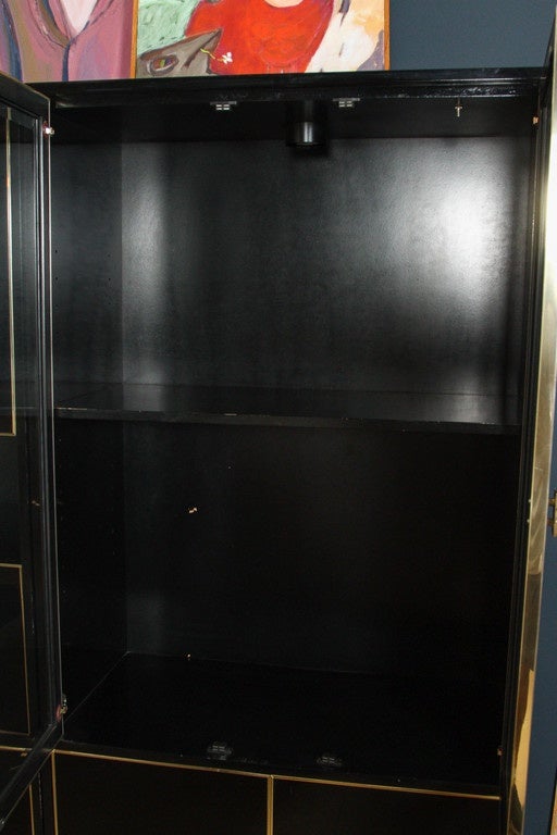 Black Lacquer and Glass Case Piece For Sale 3