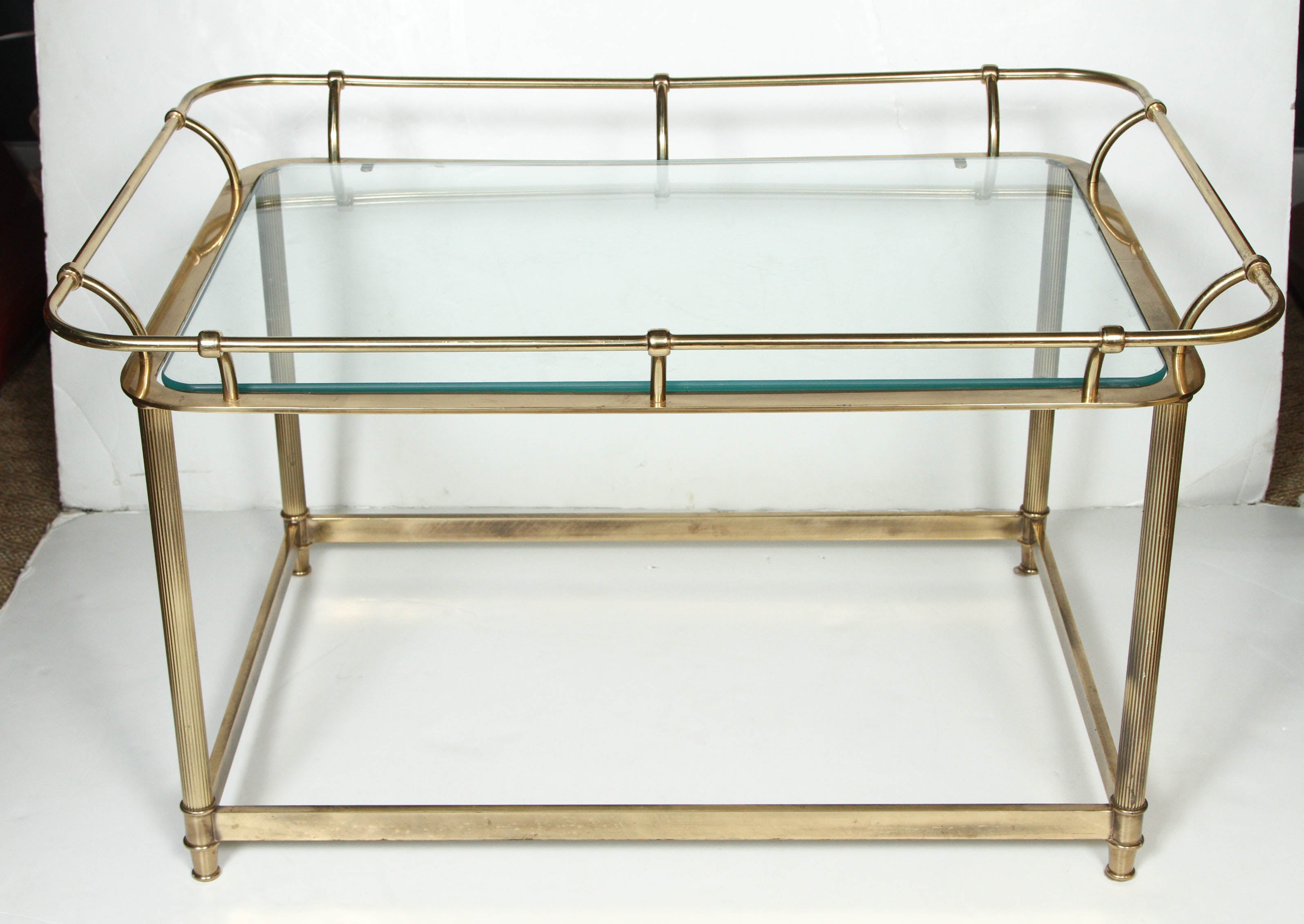 Mid-Century Rectangular Brass Coffee Table For Sale