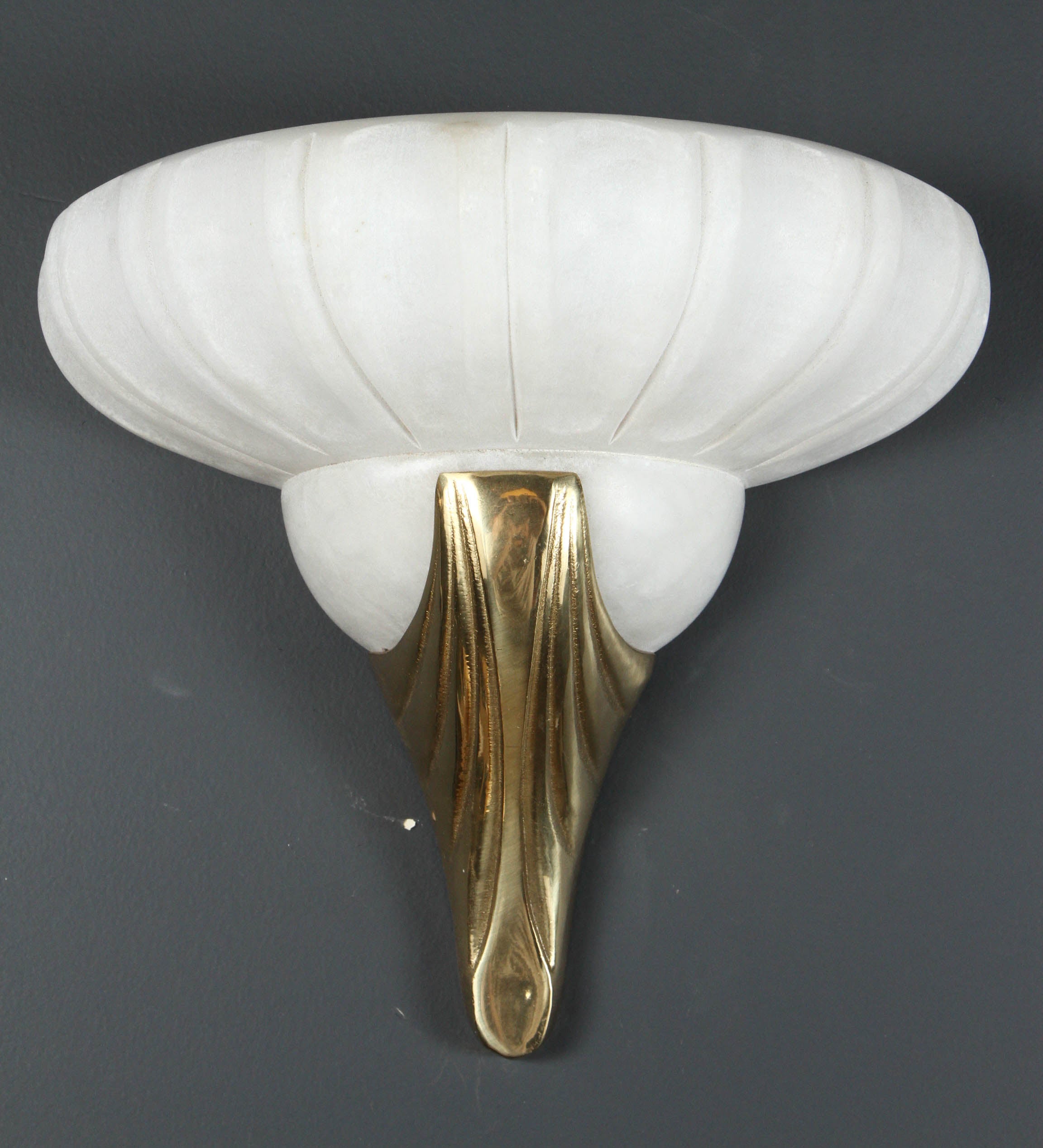 Deco Style Frosted Glass and Brass Wall Sconce For Sale