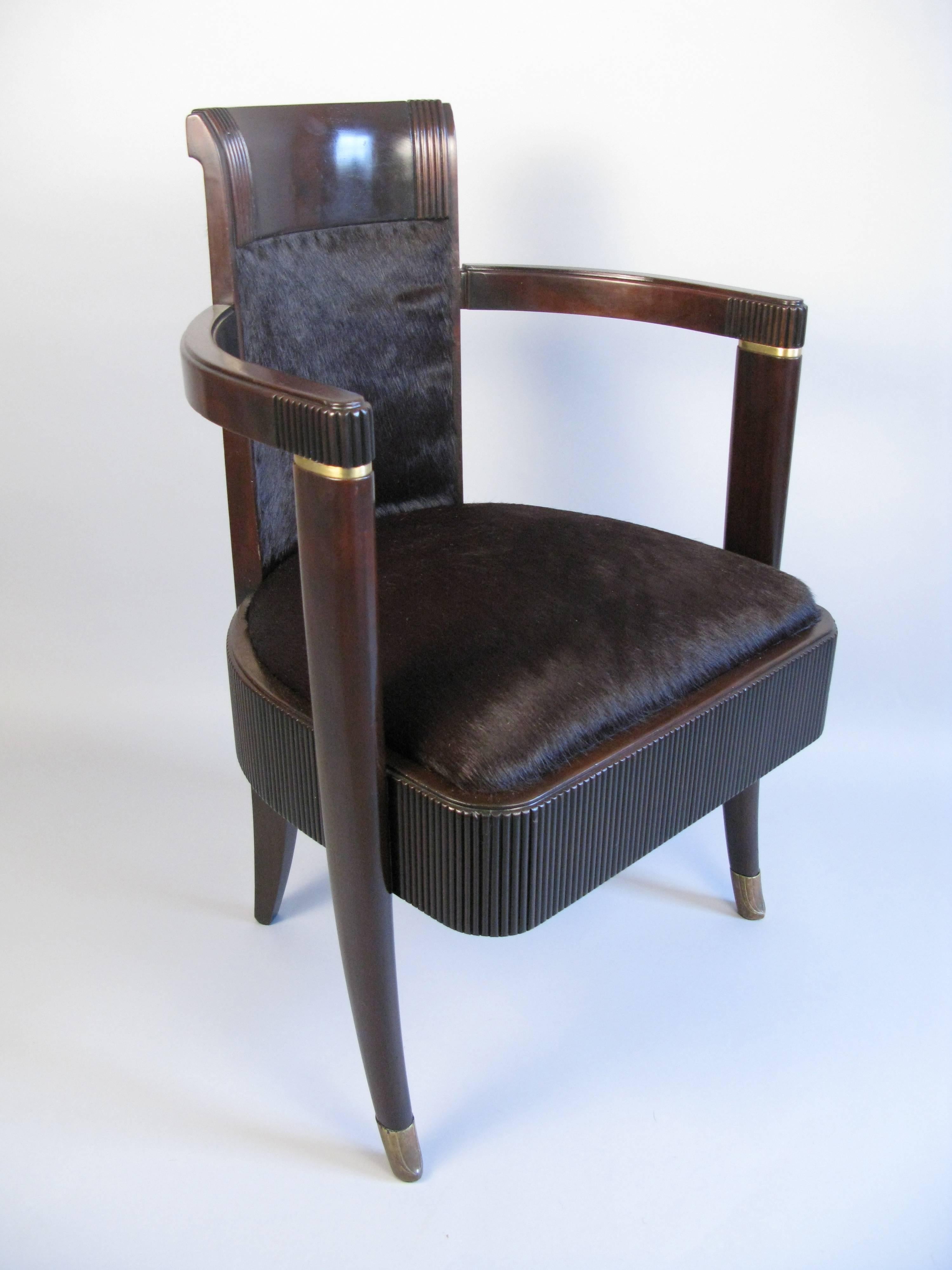 Pair of Dining chairs from the French Luxury Liner S.S. Normandie 1935-1942 In Excellent Condition In Hudson, NY
