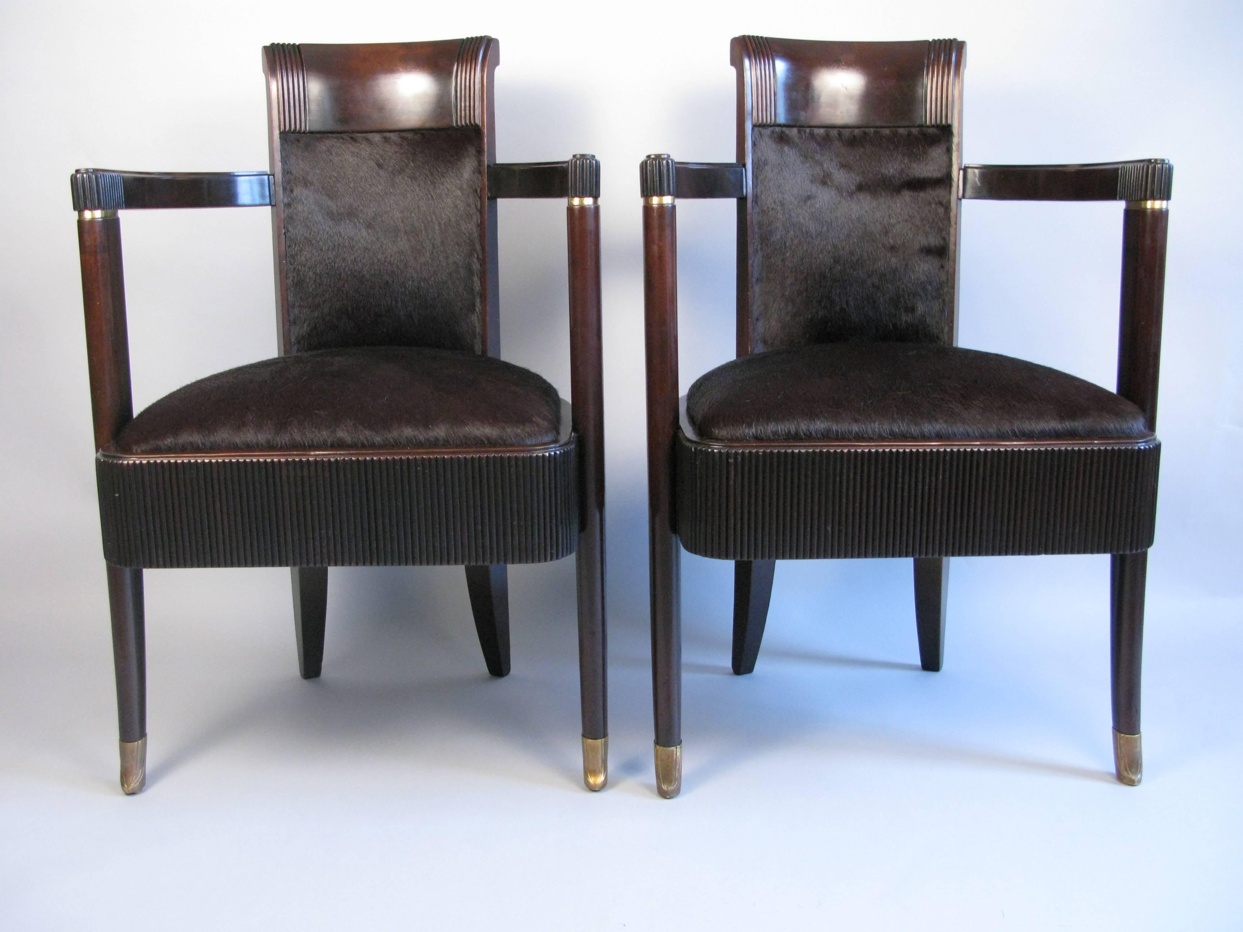 Art Deco Pair of Dining chairs from the French Luxury Liner S.S. Normandie 1935-1942