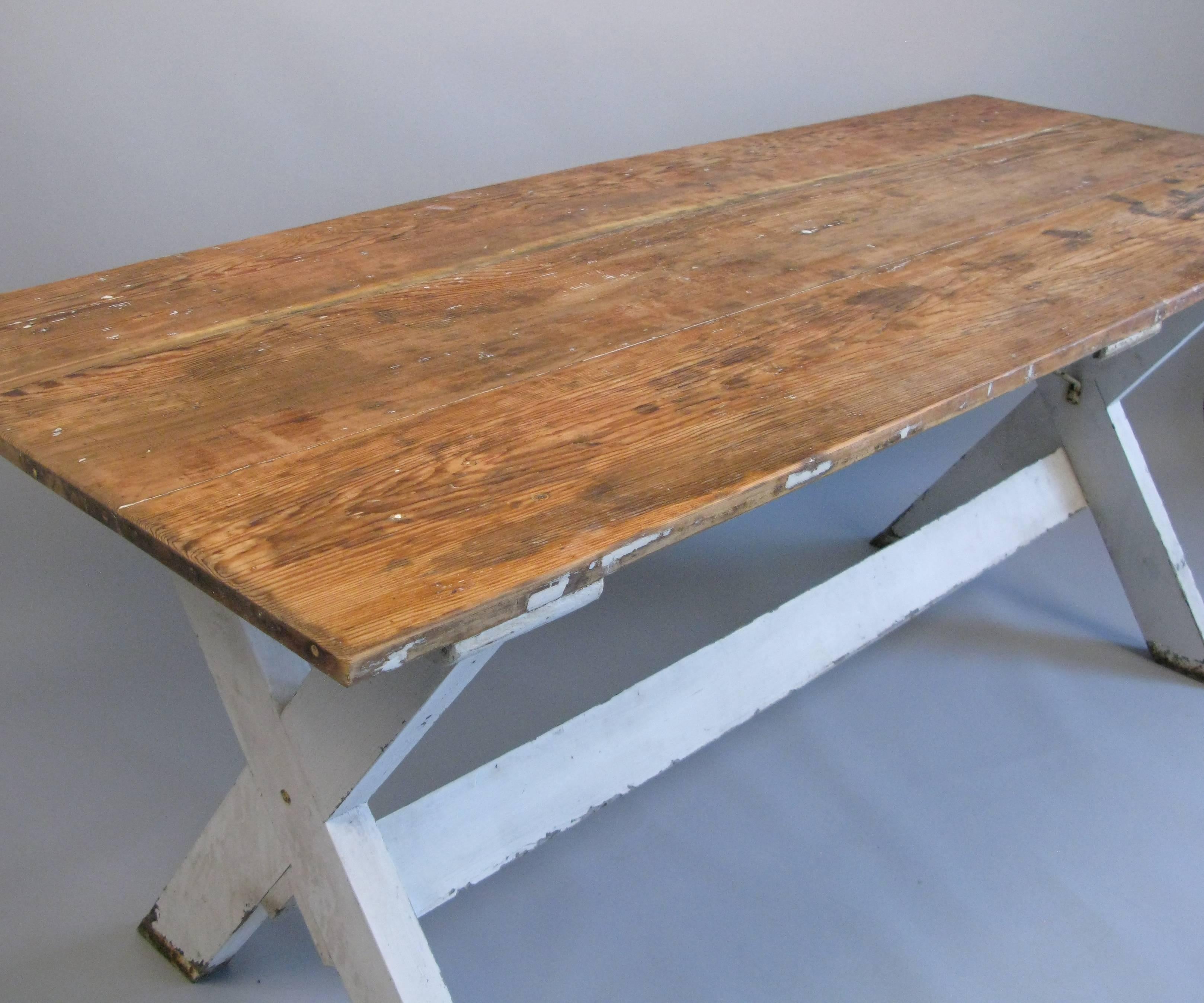 American 1950s Cross Stretcher Table