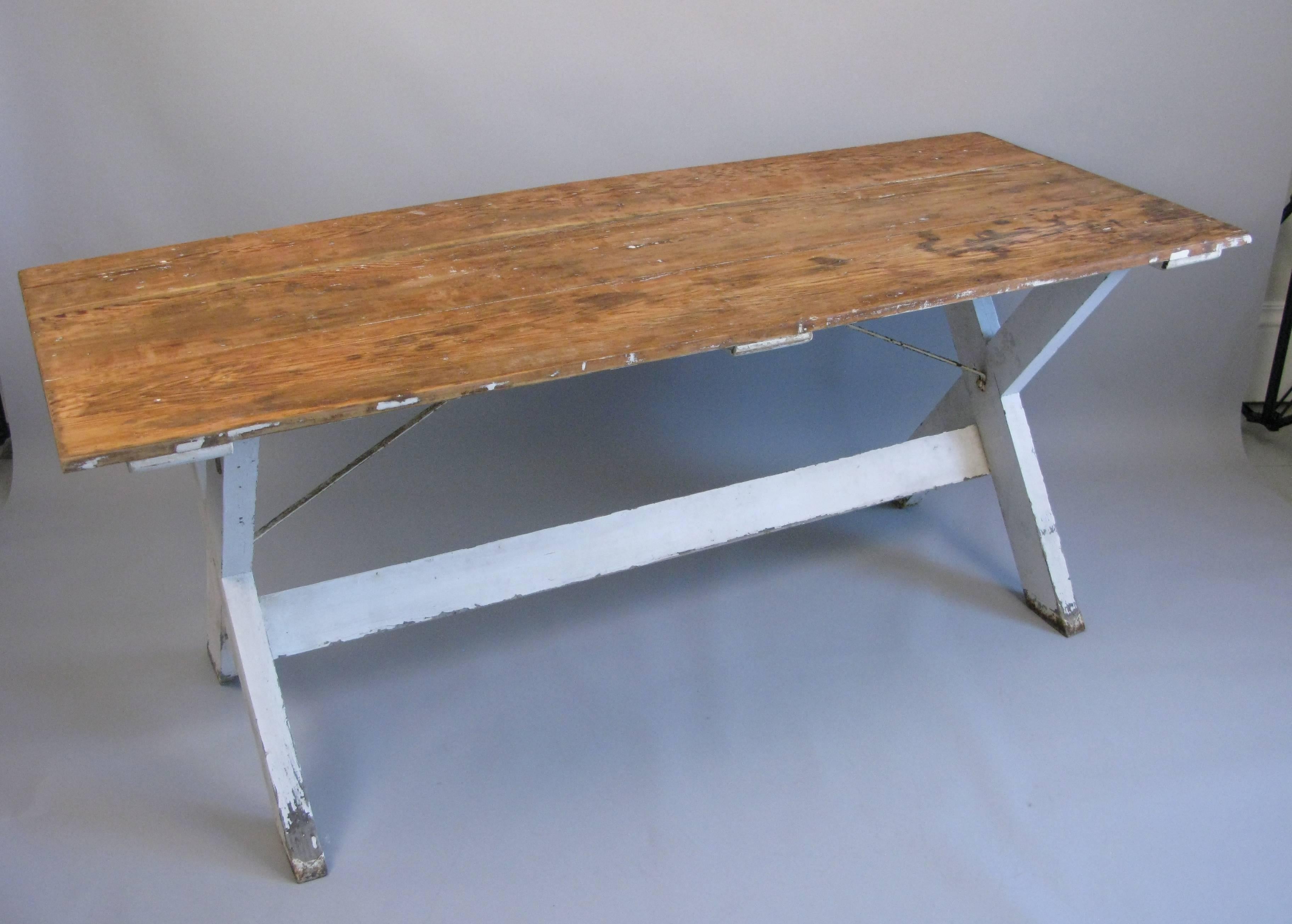 Country 1950s Cross Stretcher Table