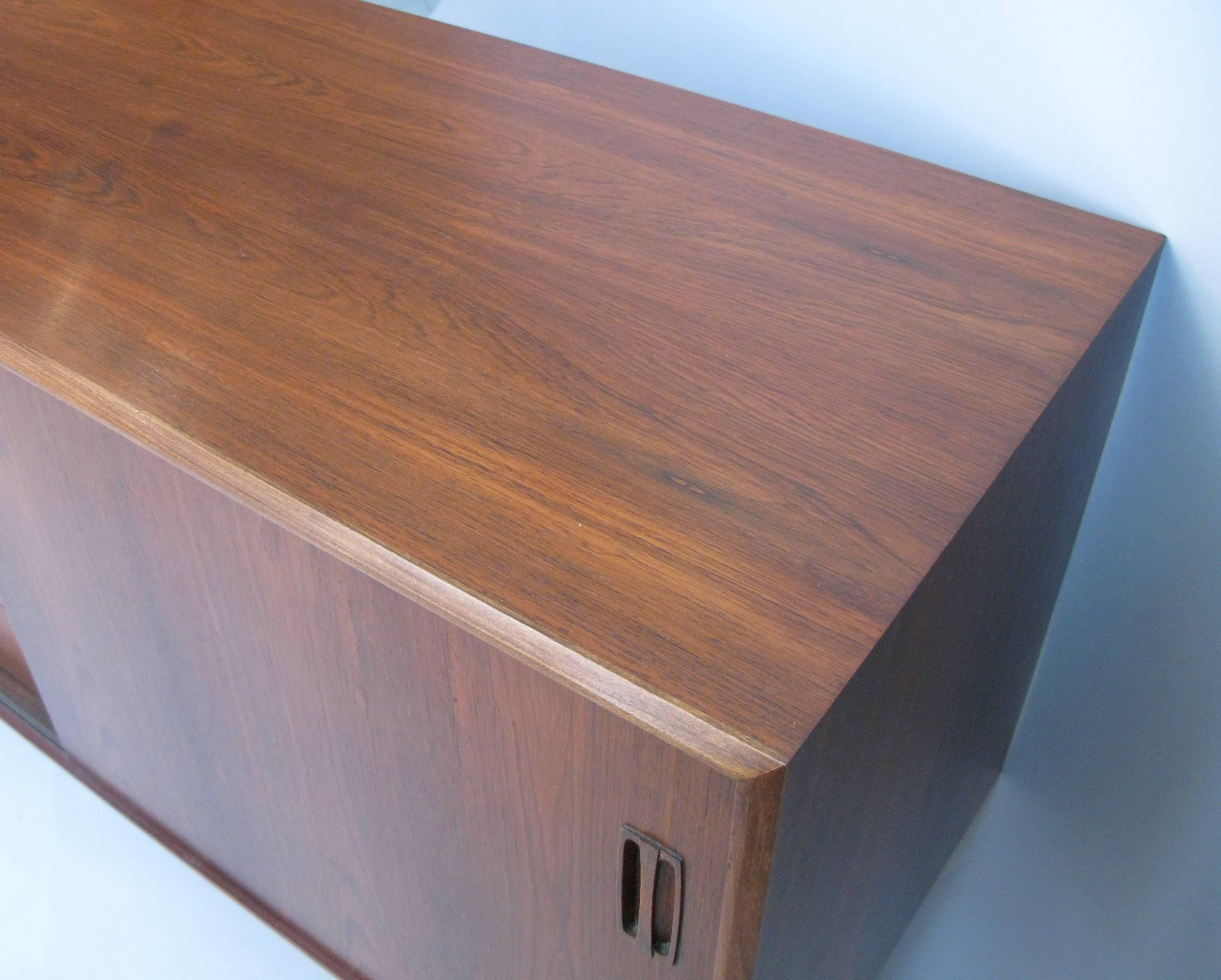 1960s Danish Rosewood Credenza In Excellent Condition In Hudson, NY