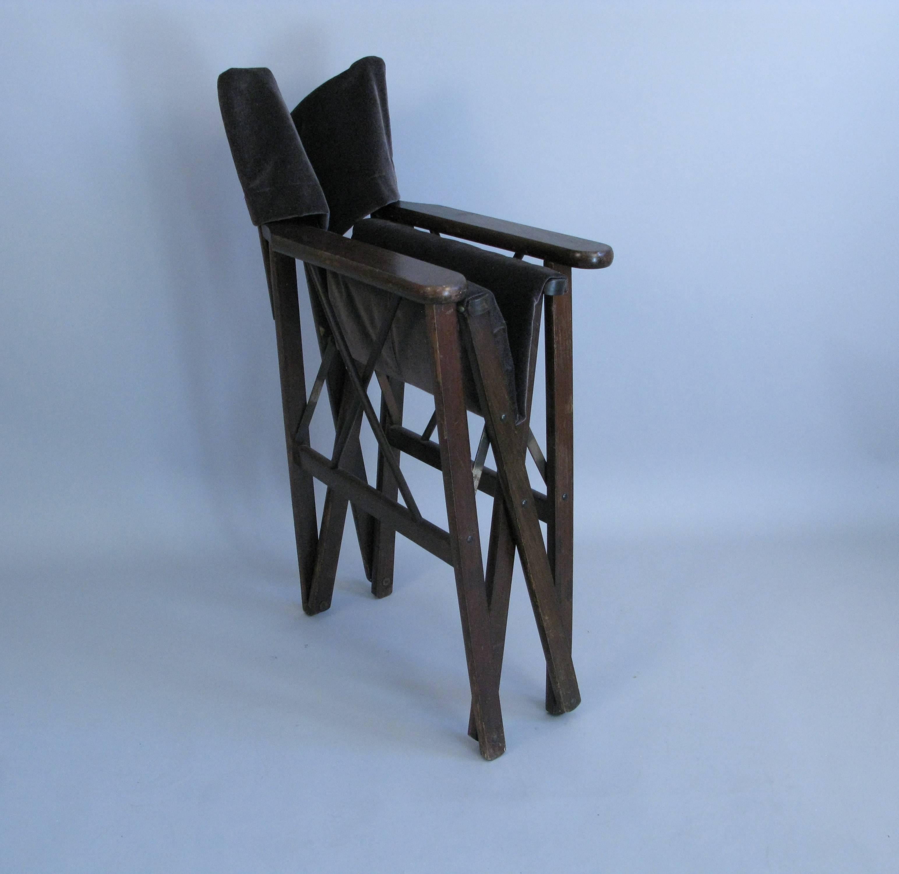 Mid-20th Century Set of Four 1940s Walnut Folding Campaign Style Armchairs