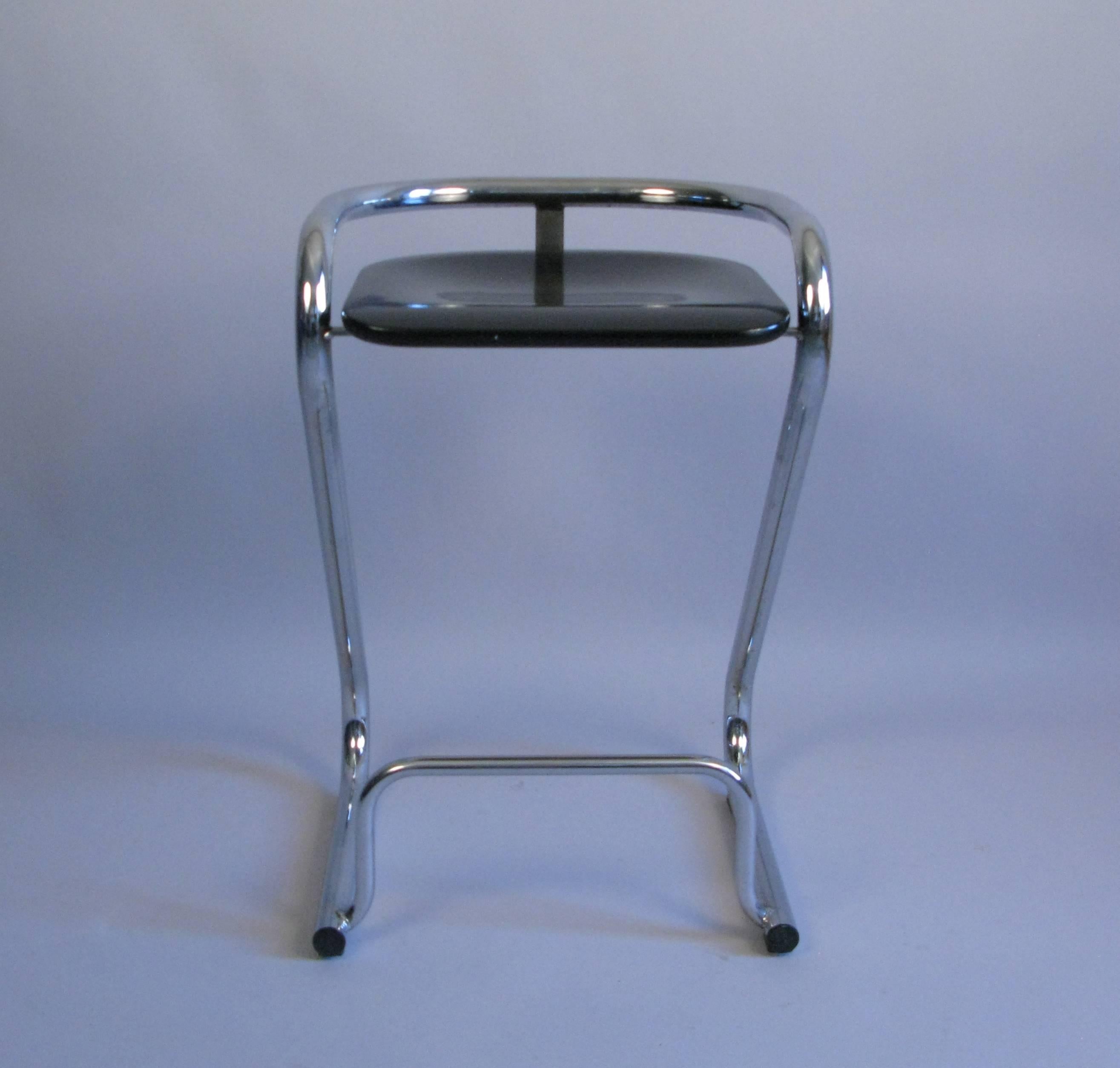 Mid-Century Modern 1970s Trio of Italian Chrome and Lacquered Wood Bar Stools