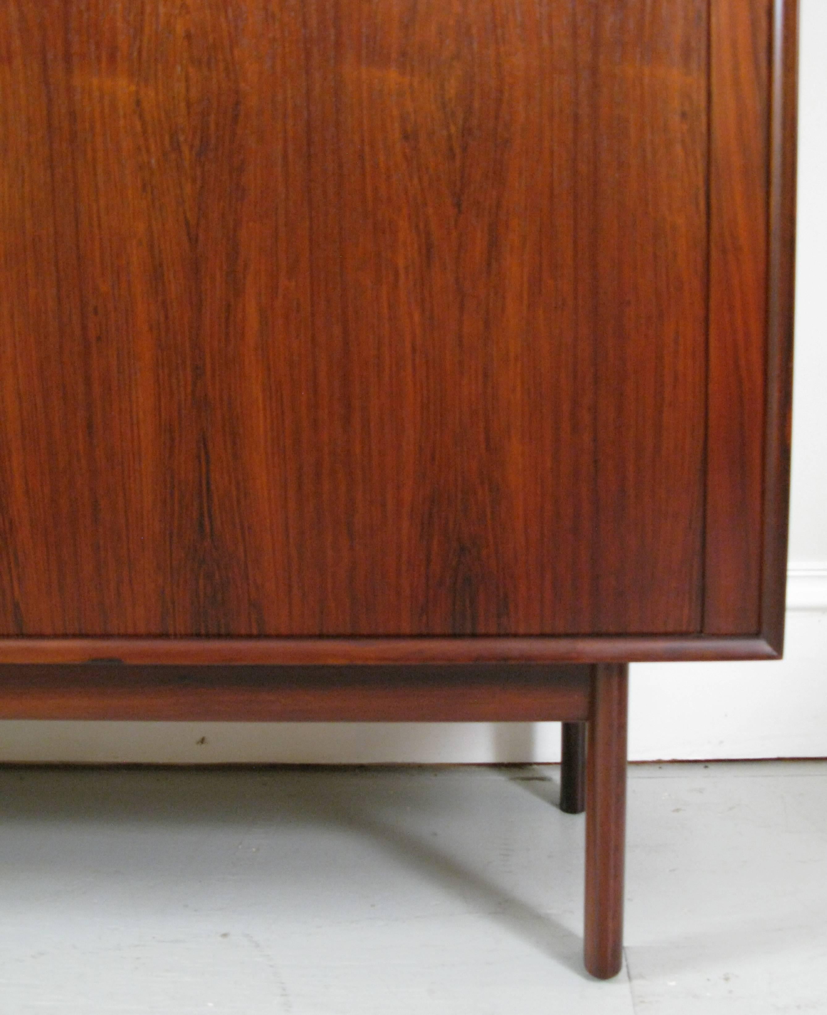 Pair of Mid-Century Rosewood Tambour Door Cabinet by Arne Vodder In Good Condition For Sale In Hudson, NY