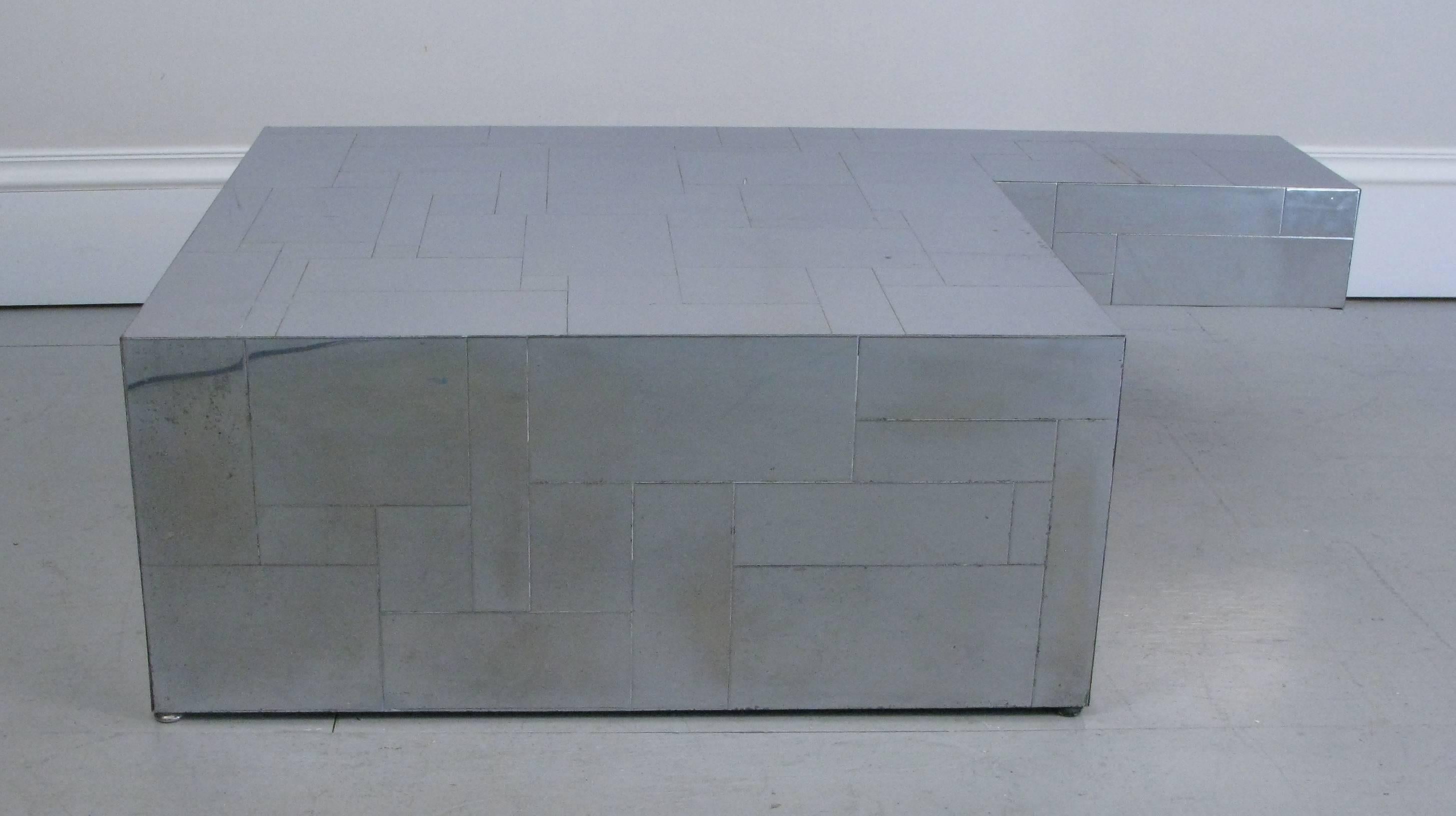 Beveled 1970s Cantilever Cityscape Coffee Table by Paul Evans