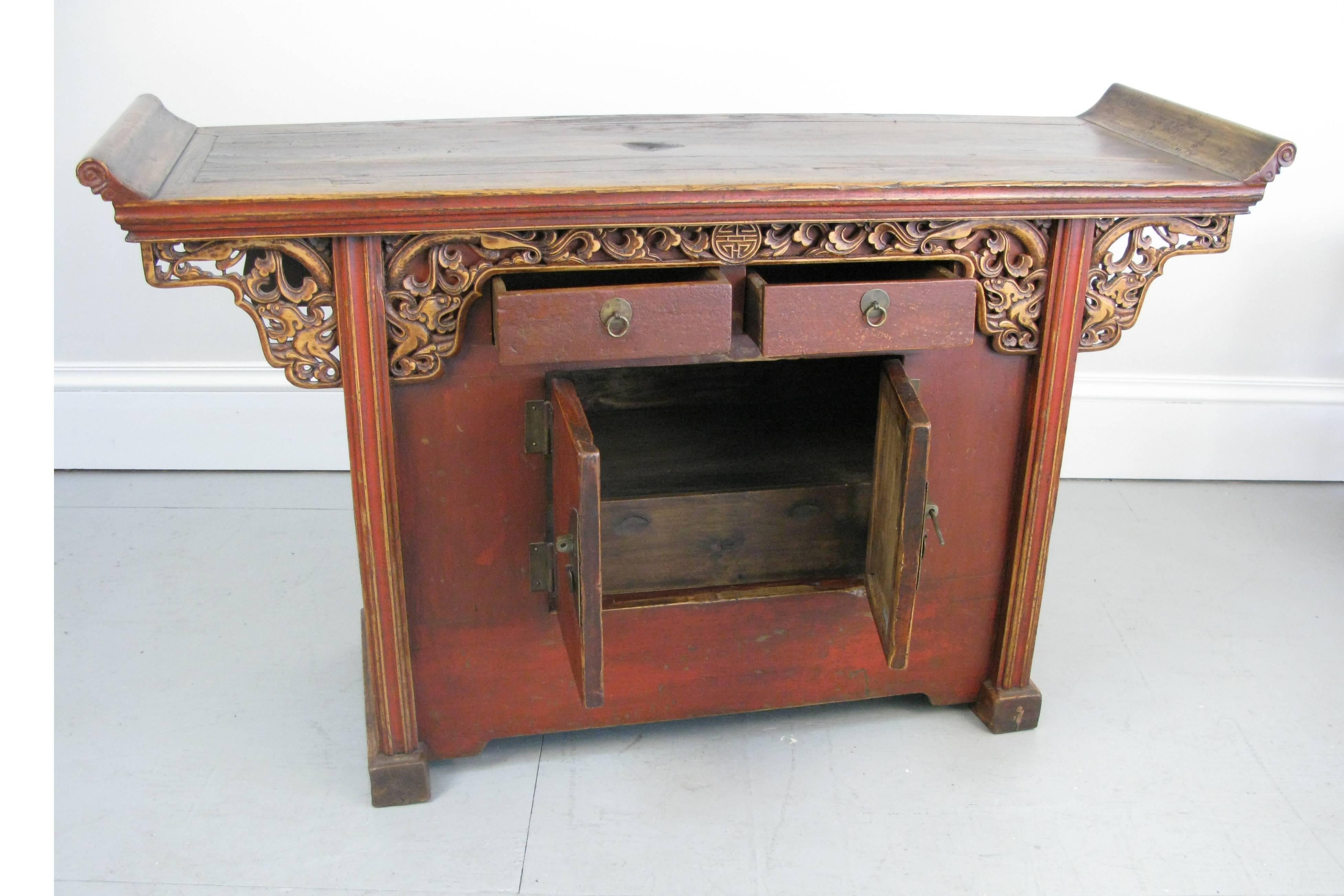 Woodwork 1900-1910 Chinese Long Cabinet or Sideboard