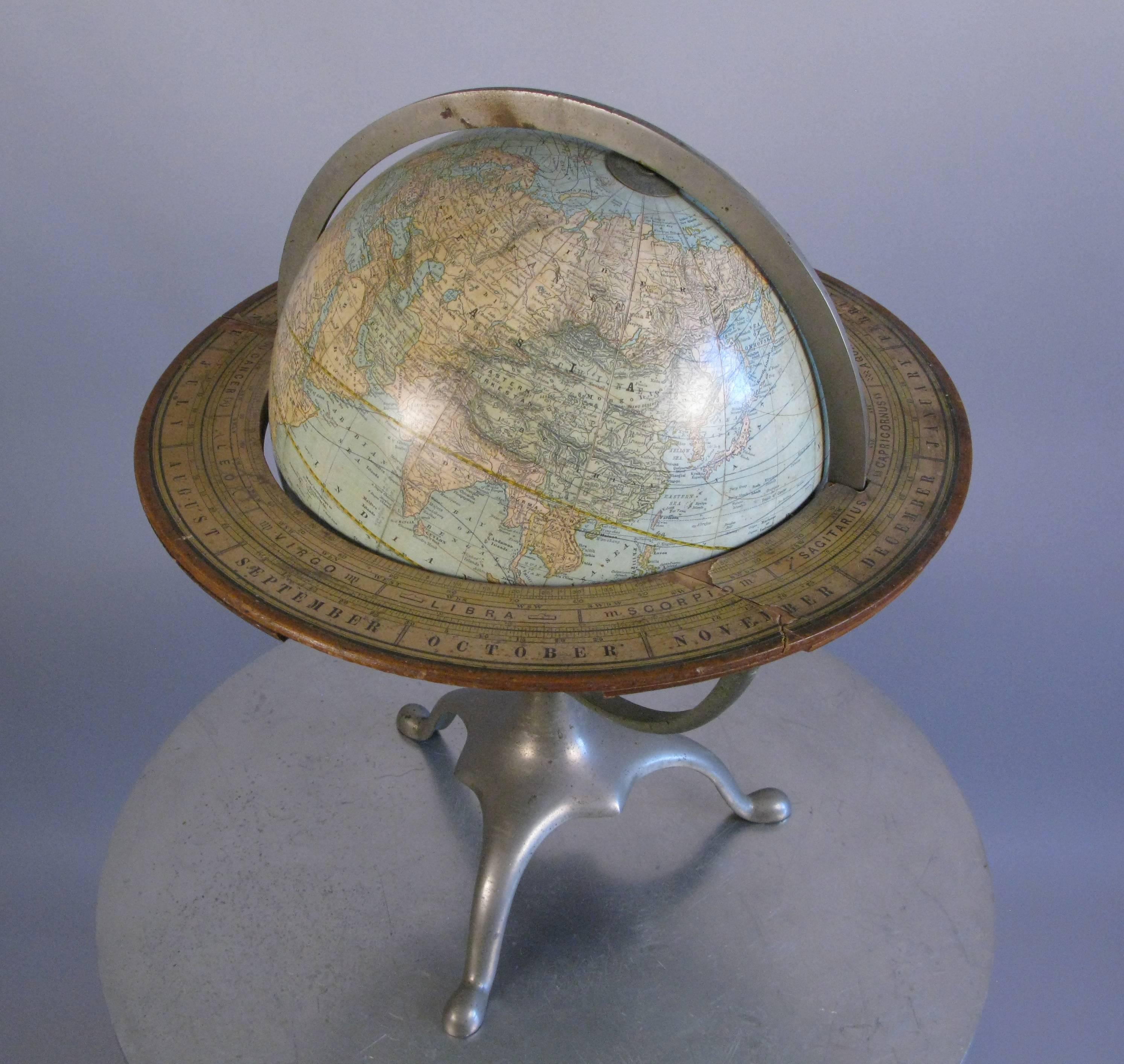 Industrial Terrestrial Globe Made in Seneca Falls, NY, circa 1900