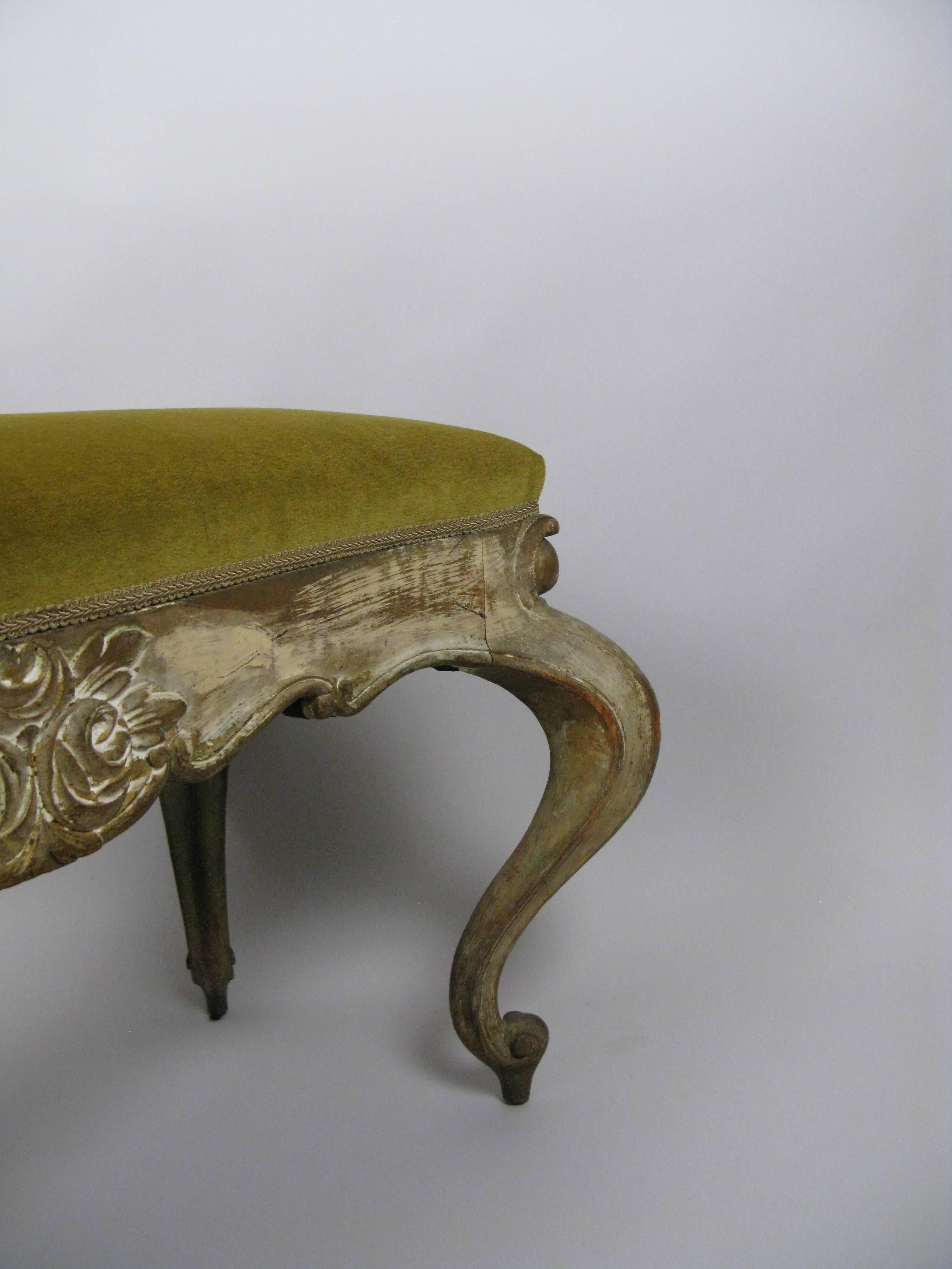 19th Century Italian Venetian Upholstered Bench In Good Condition In Hudson, NY