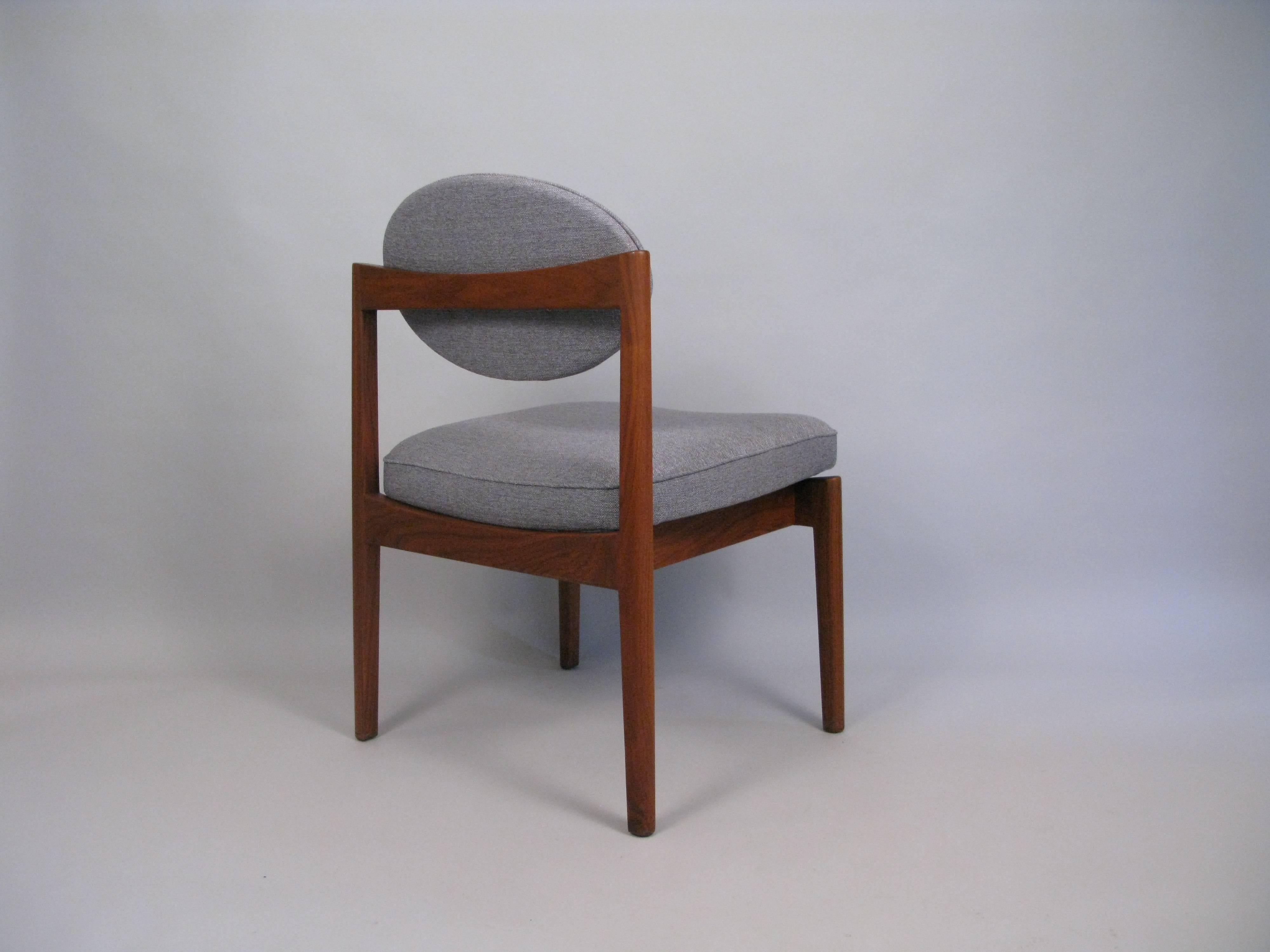 American Pair of Midcentury Teak Armless Upholstered Chairs by Jens Risom For Sale