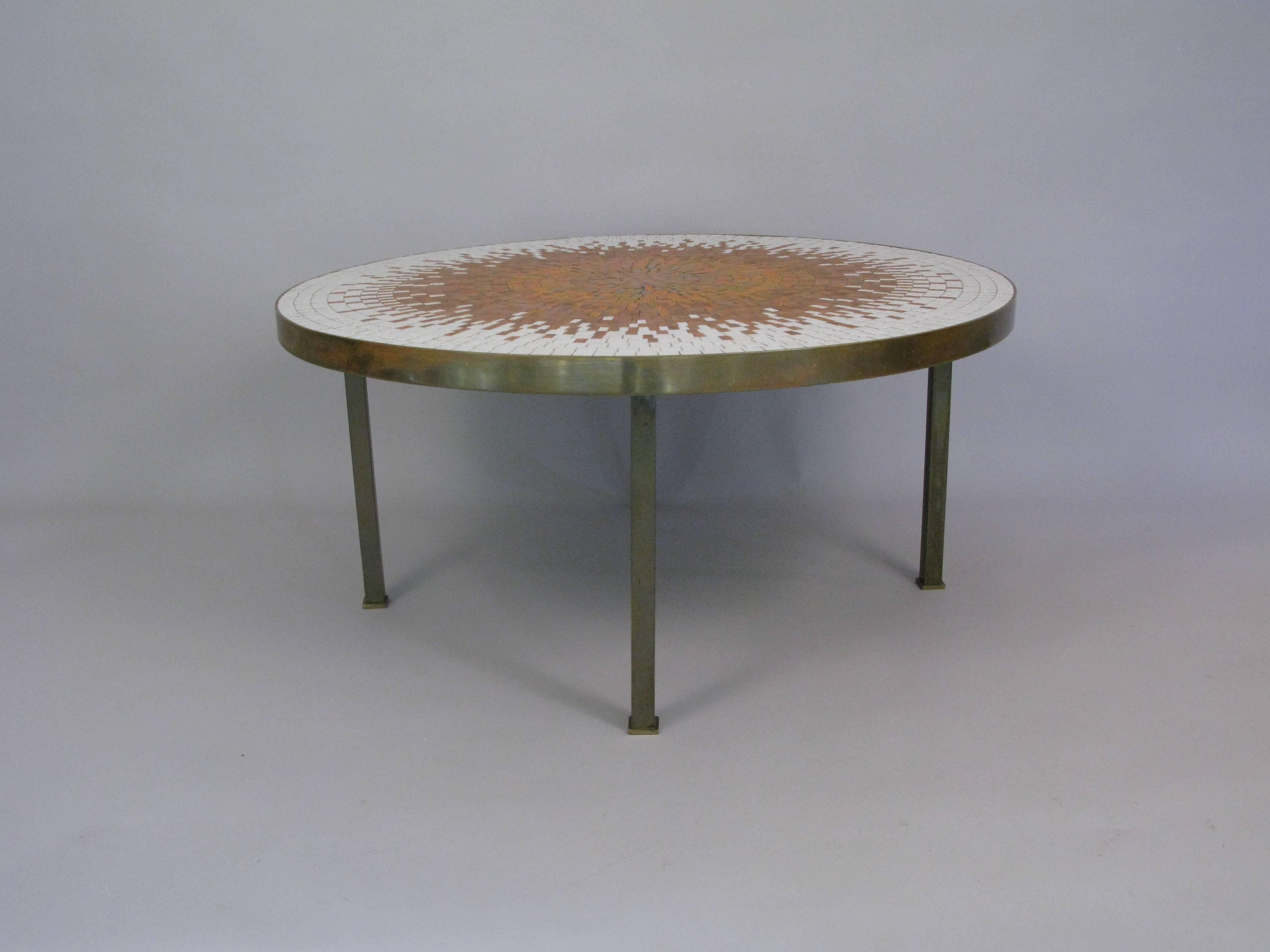 Mid-Century Modern Round Mosaic Coffee Table In Good Condition In Hudson, NY