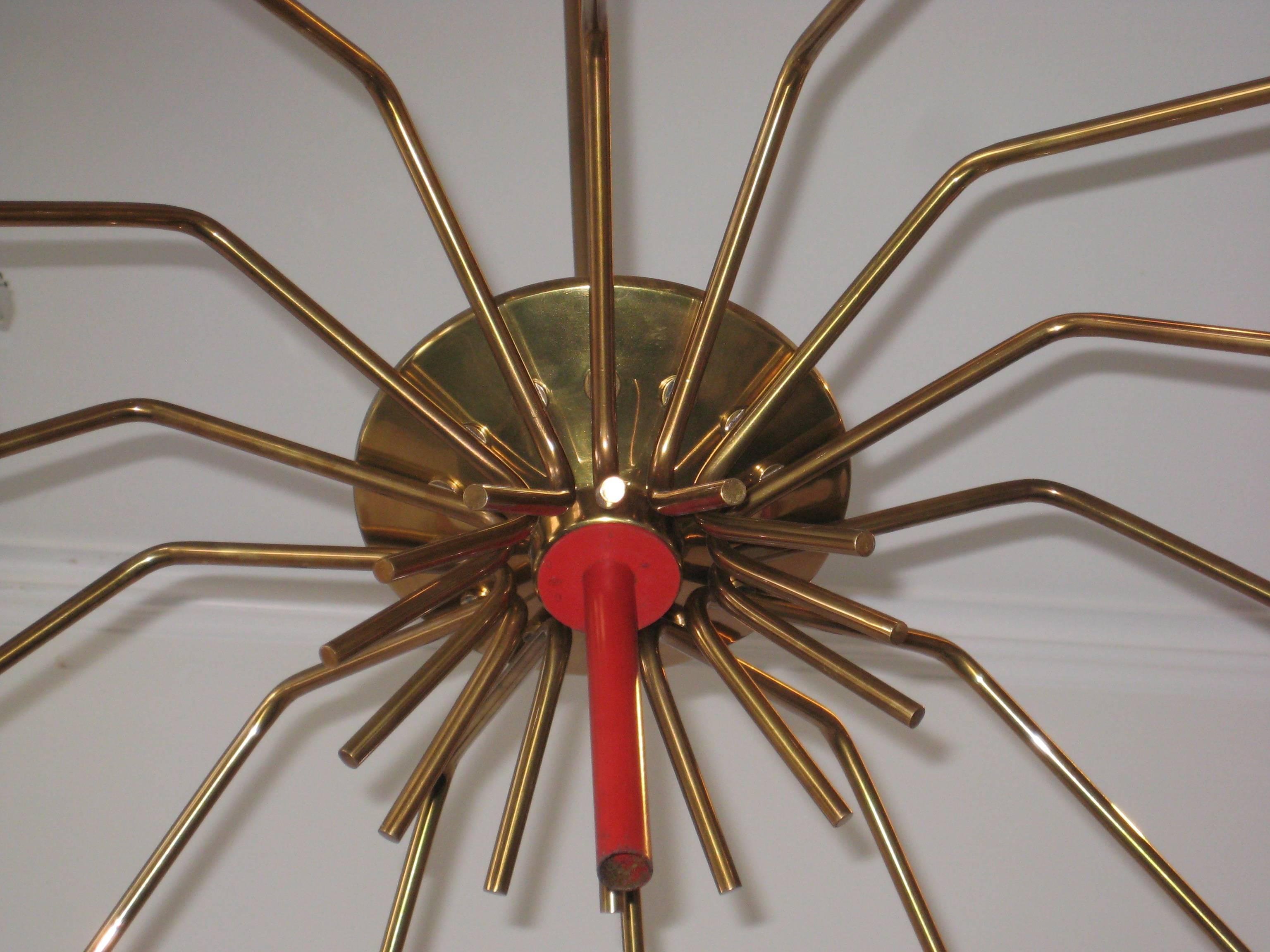 Lacquered Exemplary, 1950s, Italian, Metal and Glass Chandelier For Sale