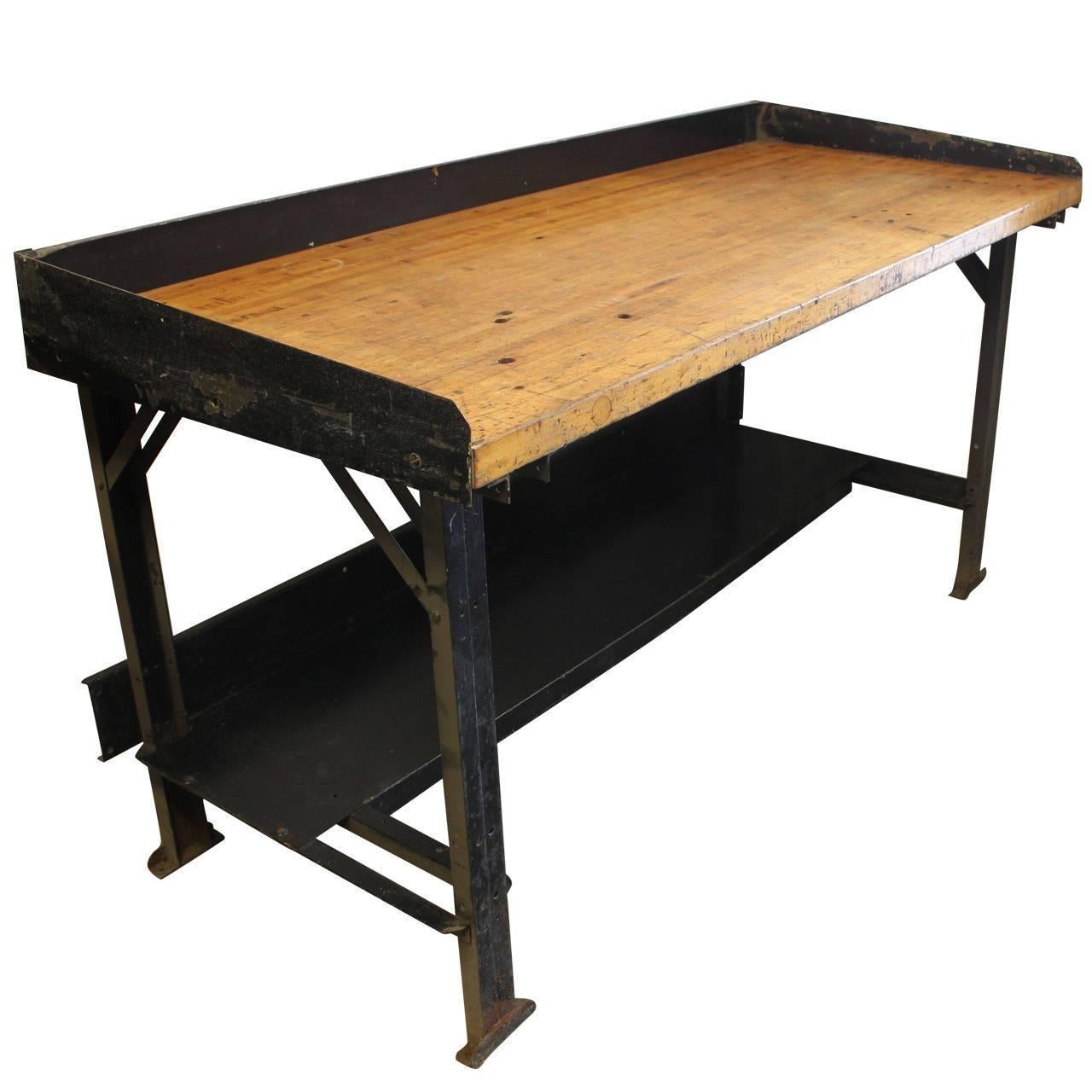  Vintage Industrial Work Table  For Sale