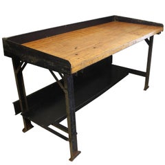  Vintage Industrial Work Table 