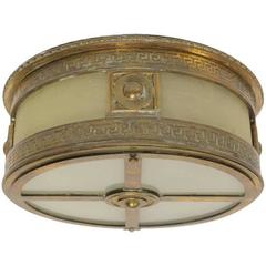 Antique Art Deco Theatre Bronze Flush Mount Light