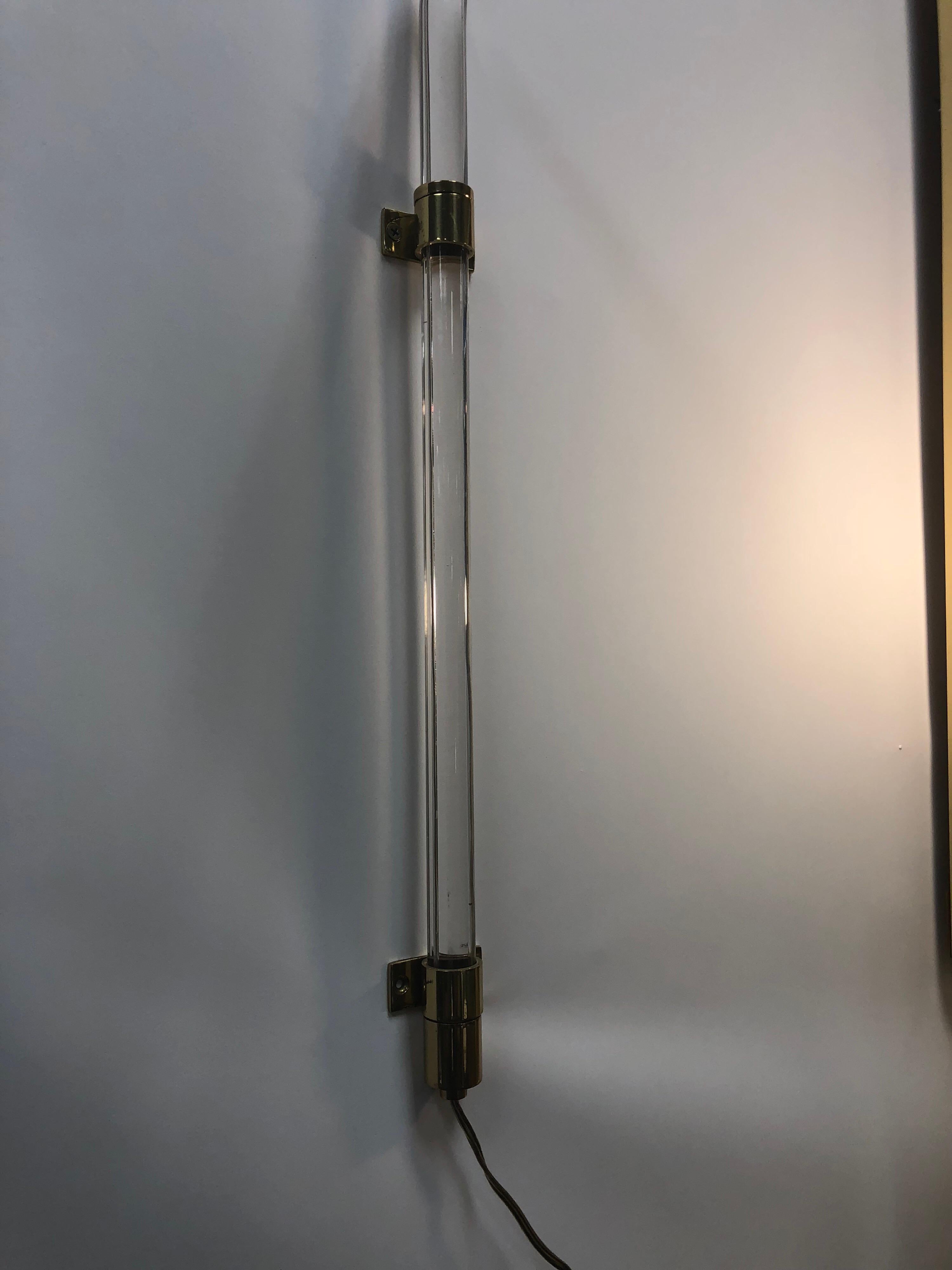 American Modern Lucite and Brass Wall Sconces by Peter Hamburger for Knoll For Sale