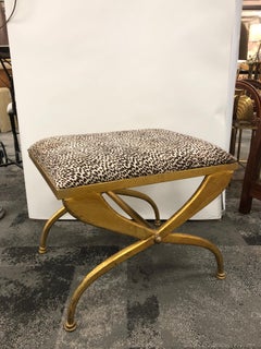 Mid Century French Gilt Iron Bench By Maison Ramsay