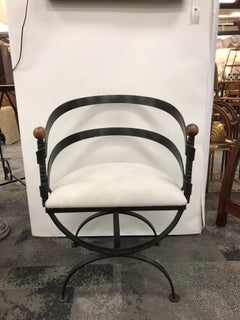 Midcentury Iron and Suede Side Chair by Adrian Pearsall