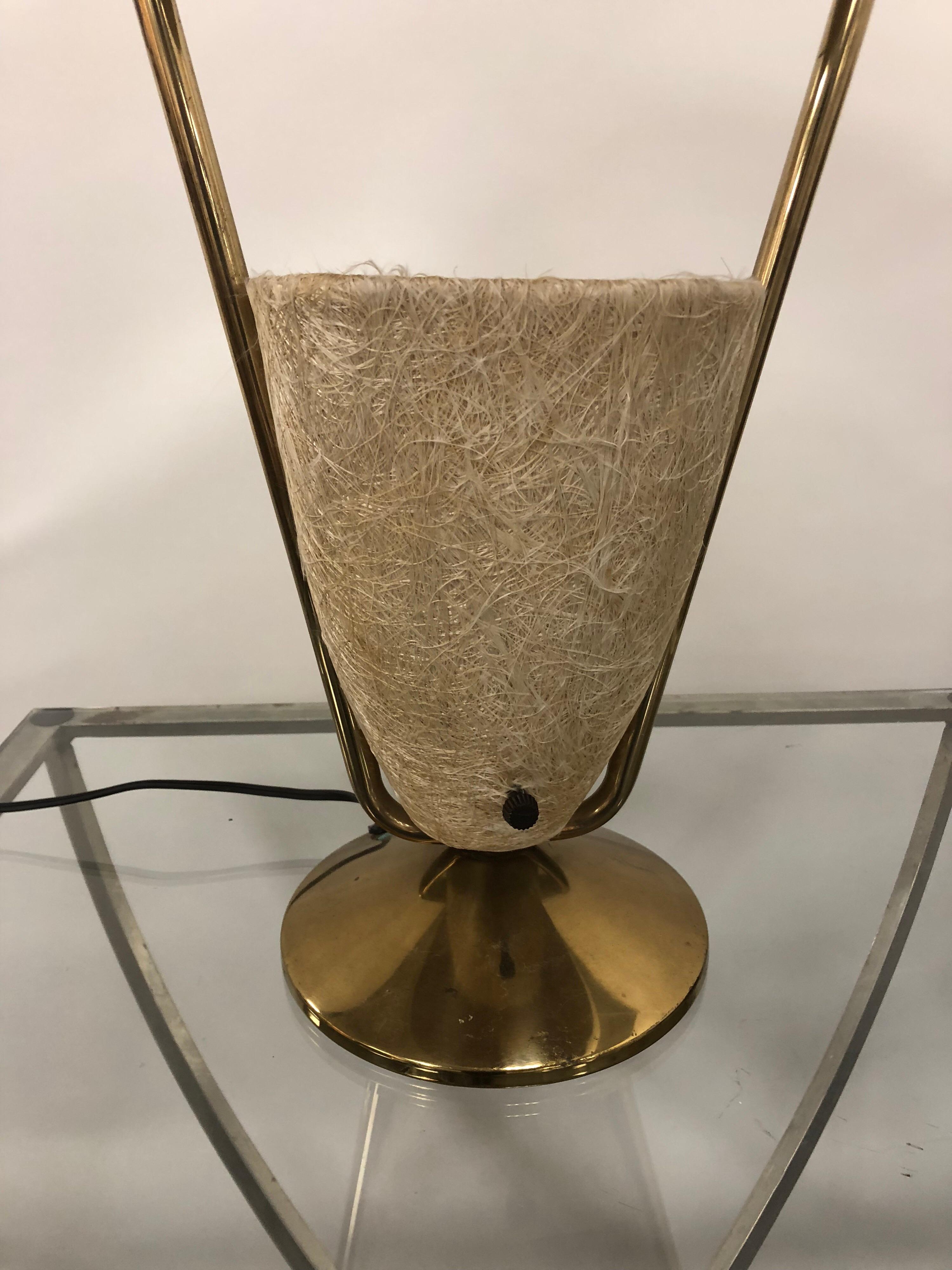 Mid-20th Century Midcentury French Brass and Silk Accent Lamp