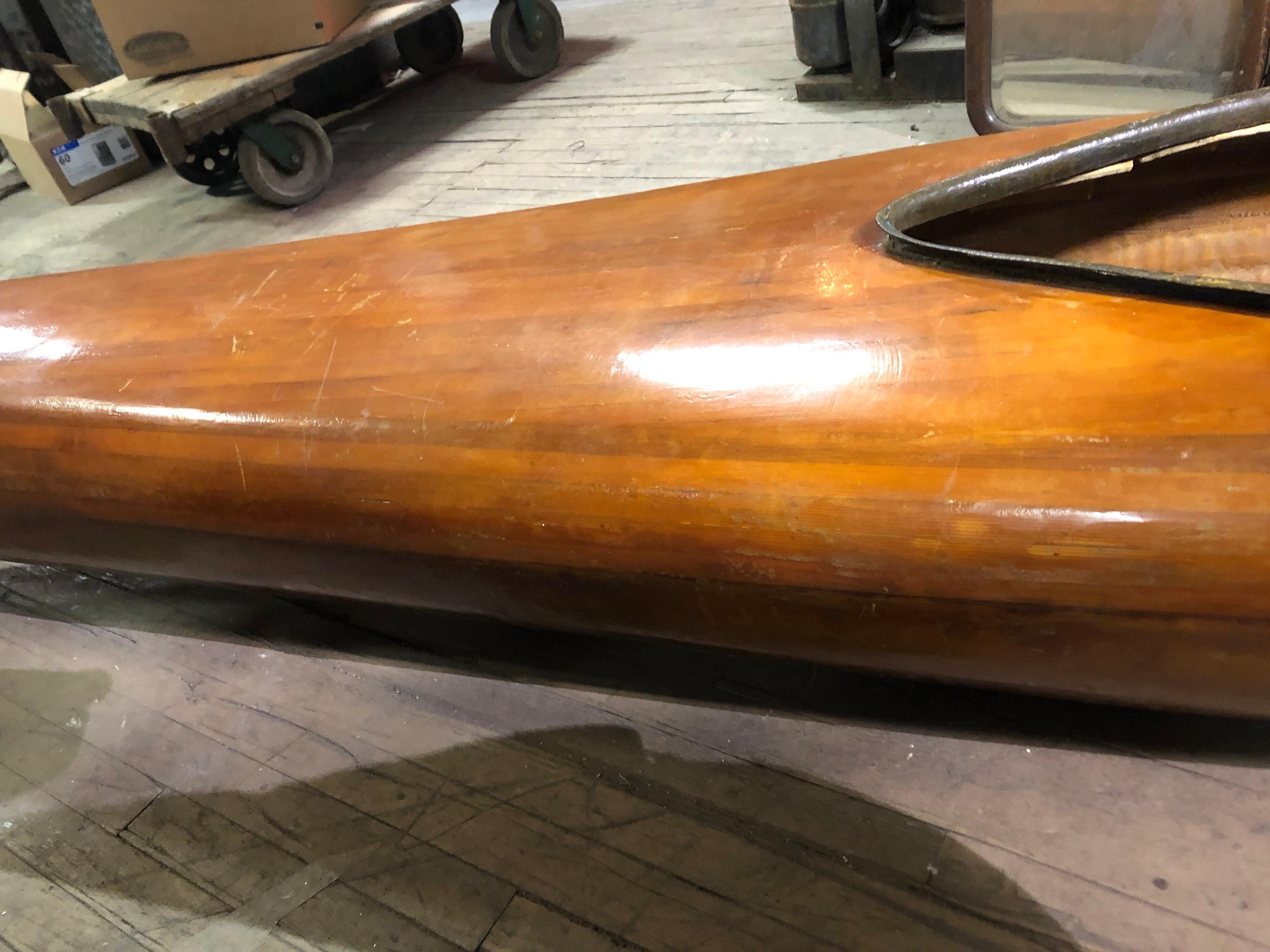 Sporting Art Vintage Wood Kayak For Sale
