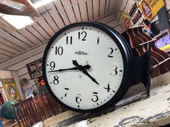 Antique Double Sided Milk Glass Train Station Clock