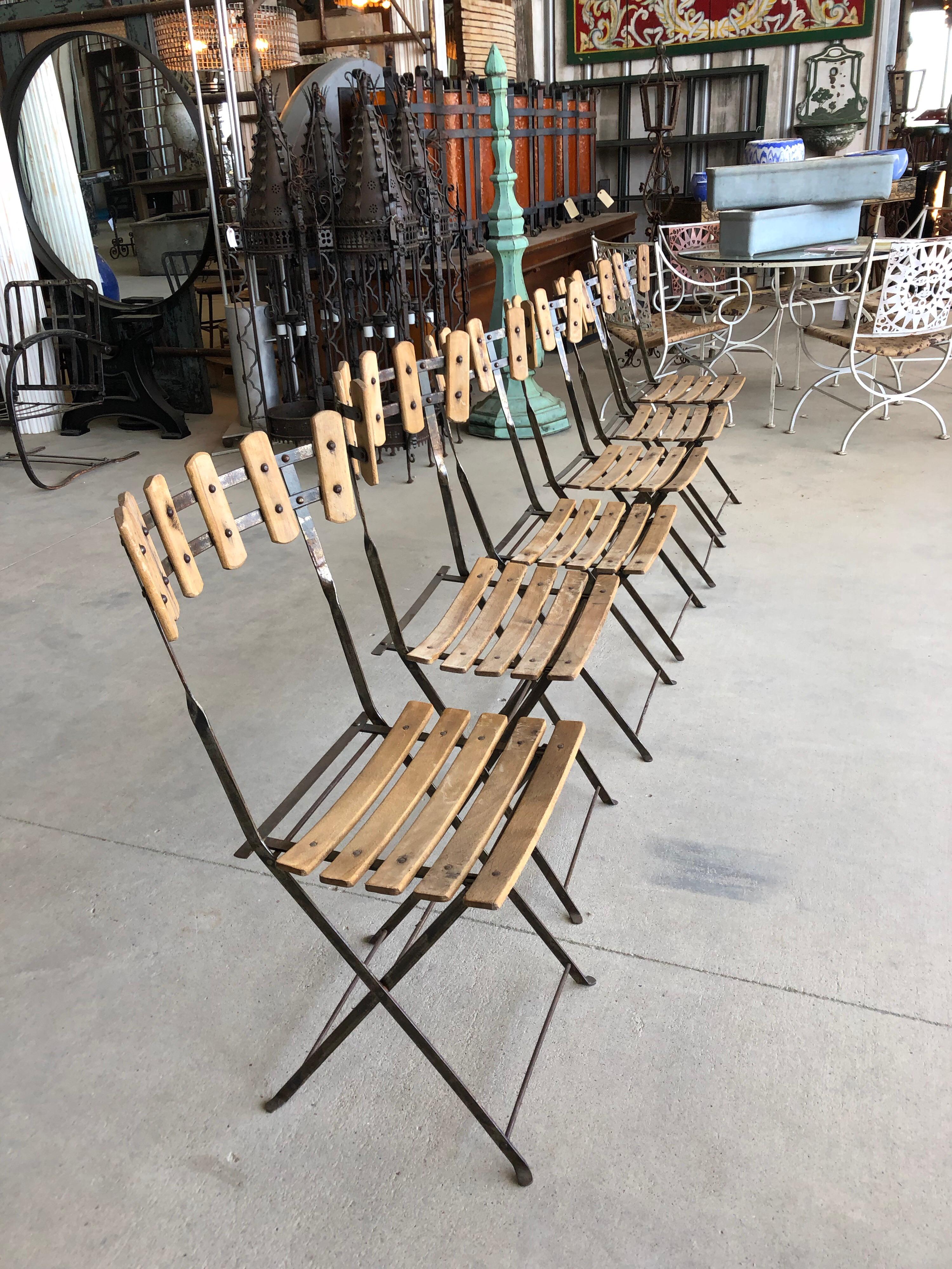 Vintage French Bistro Folding Chairs In Good Condition For Sale In Chicago, IL