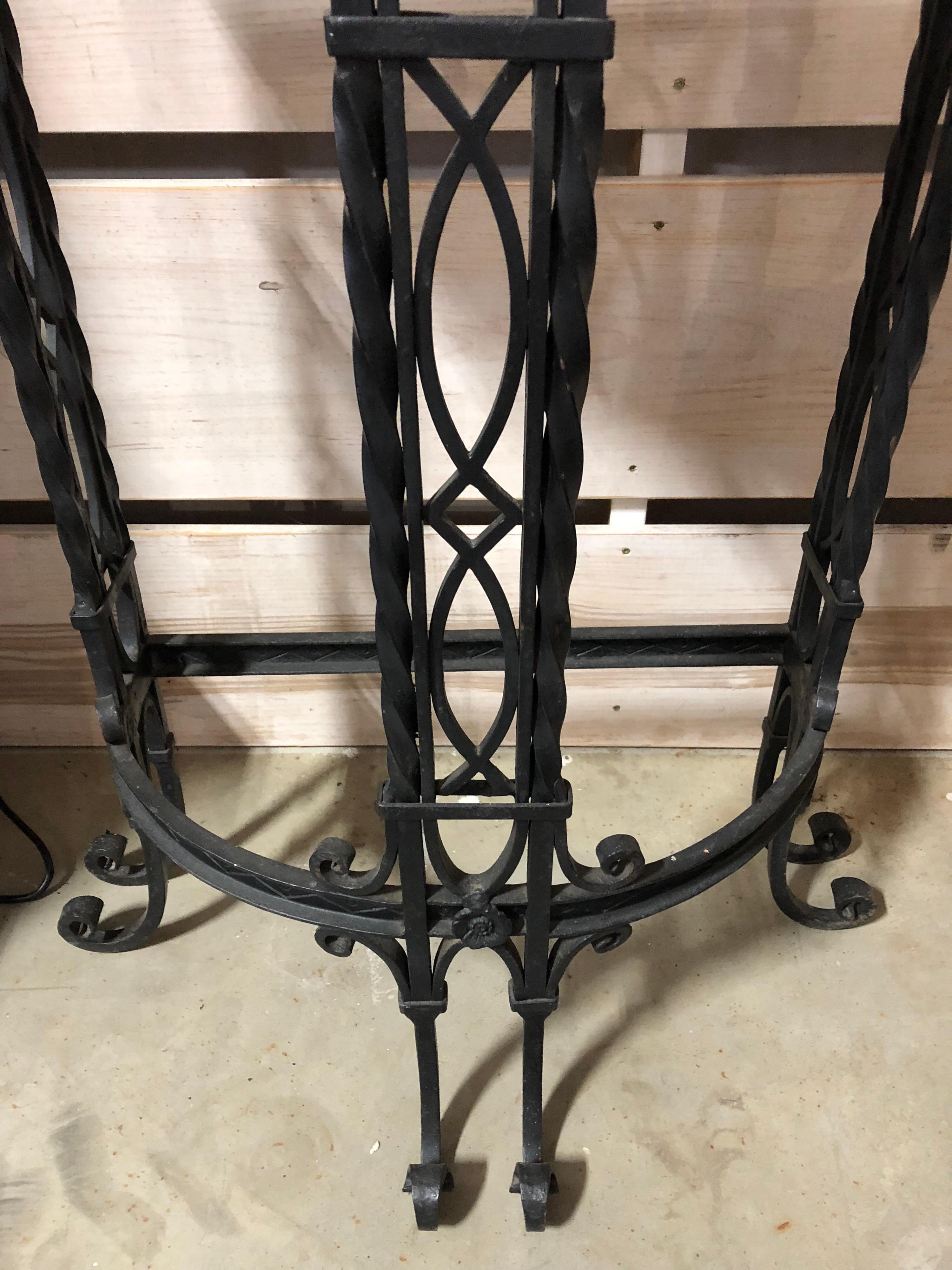 Antique French Demilune Iron and Marble Tables For Sale 3