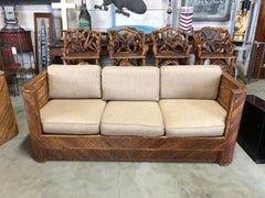 Mid Century Gabriella Crespi Style Italian Bamboo Sofa
