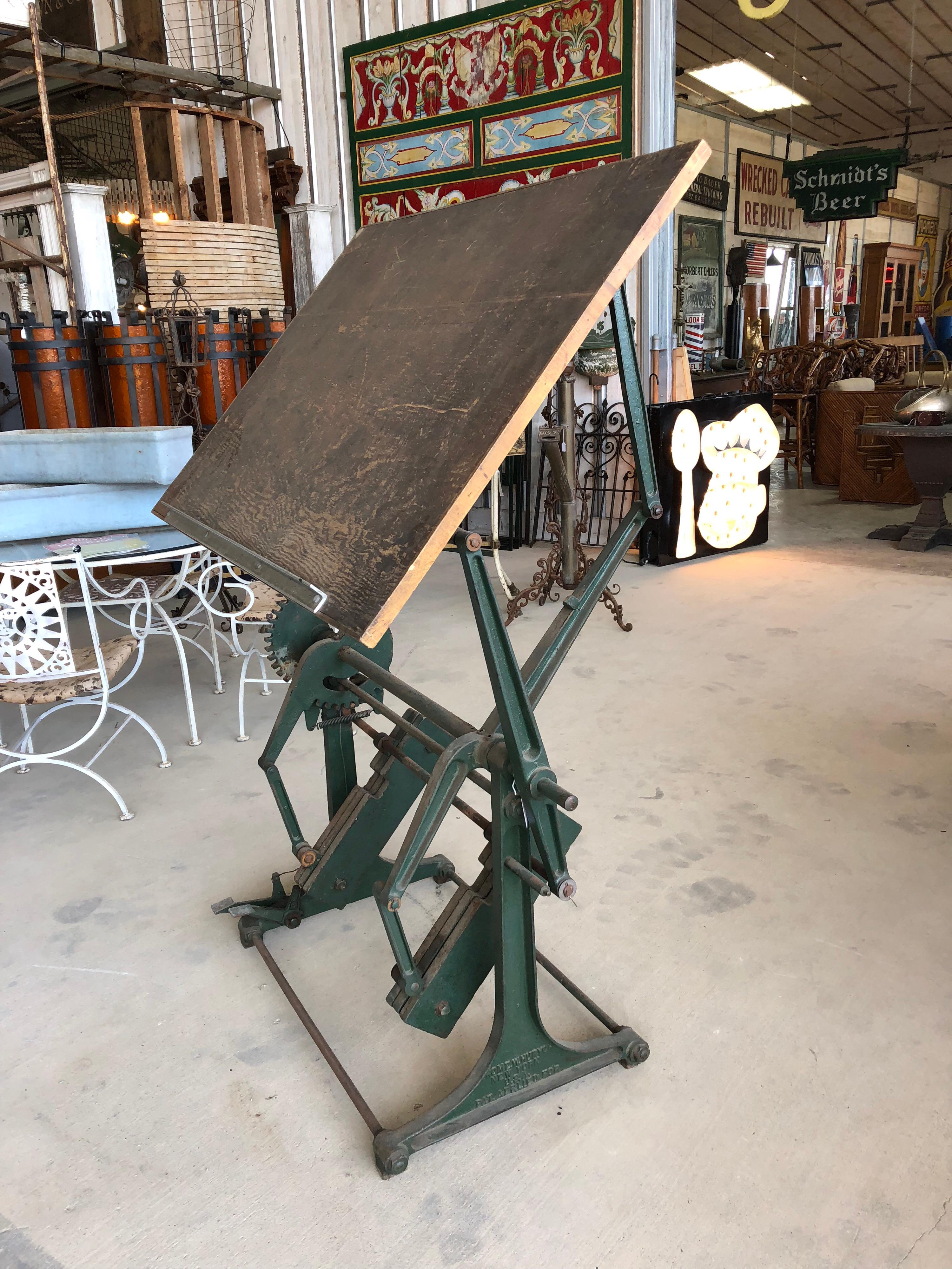 Schoolhouse Antique Drafting Table by Jerome W. Hurych, New York For Sale