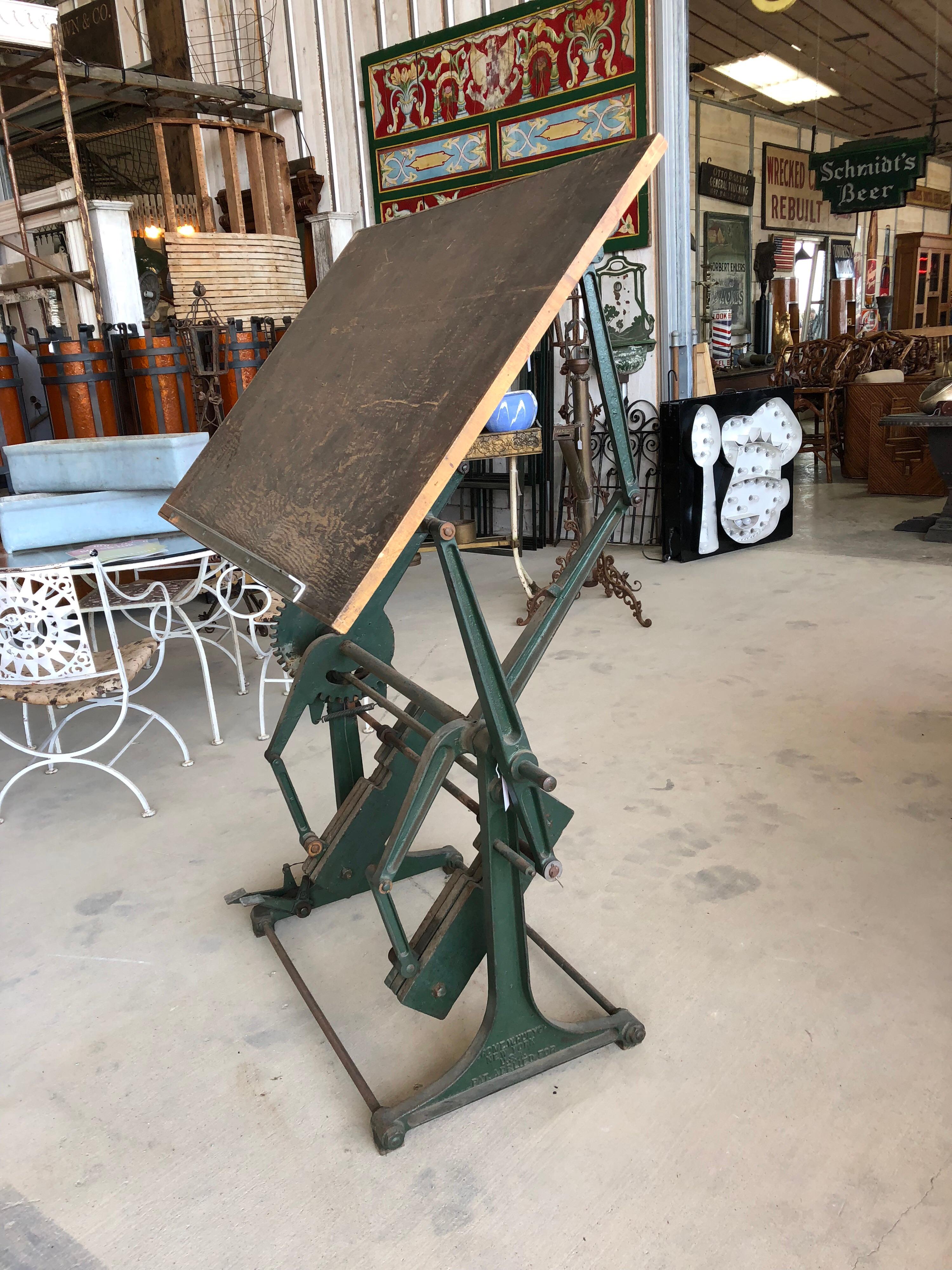 Antique Drafting Table by Jerome W. Hurych, New York In Good Condition For Sale In Chicago, IL