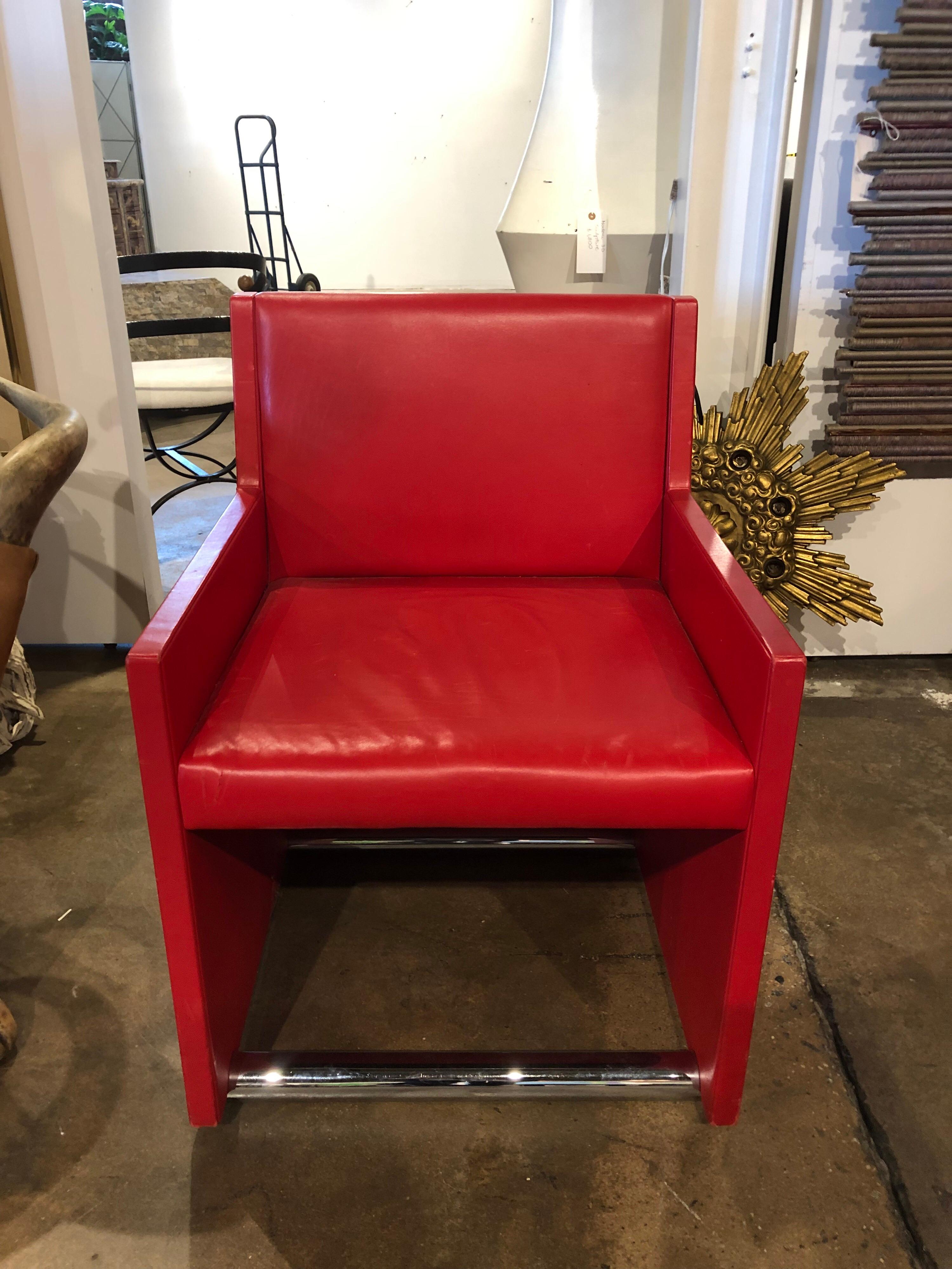 American Modern Leather Desk Chair For Sale