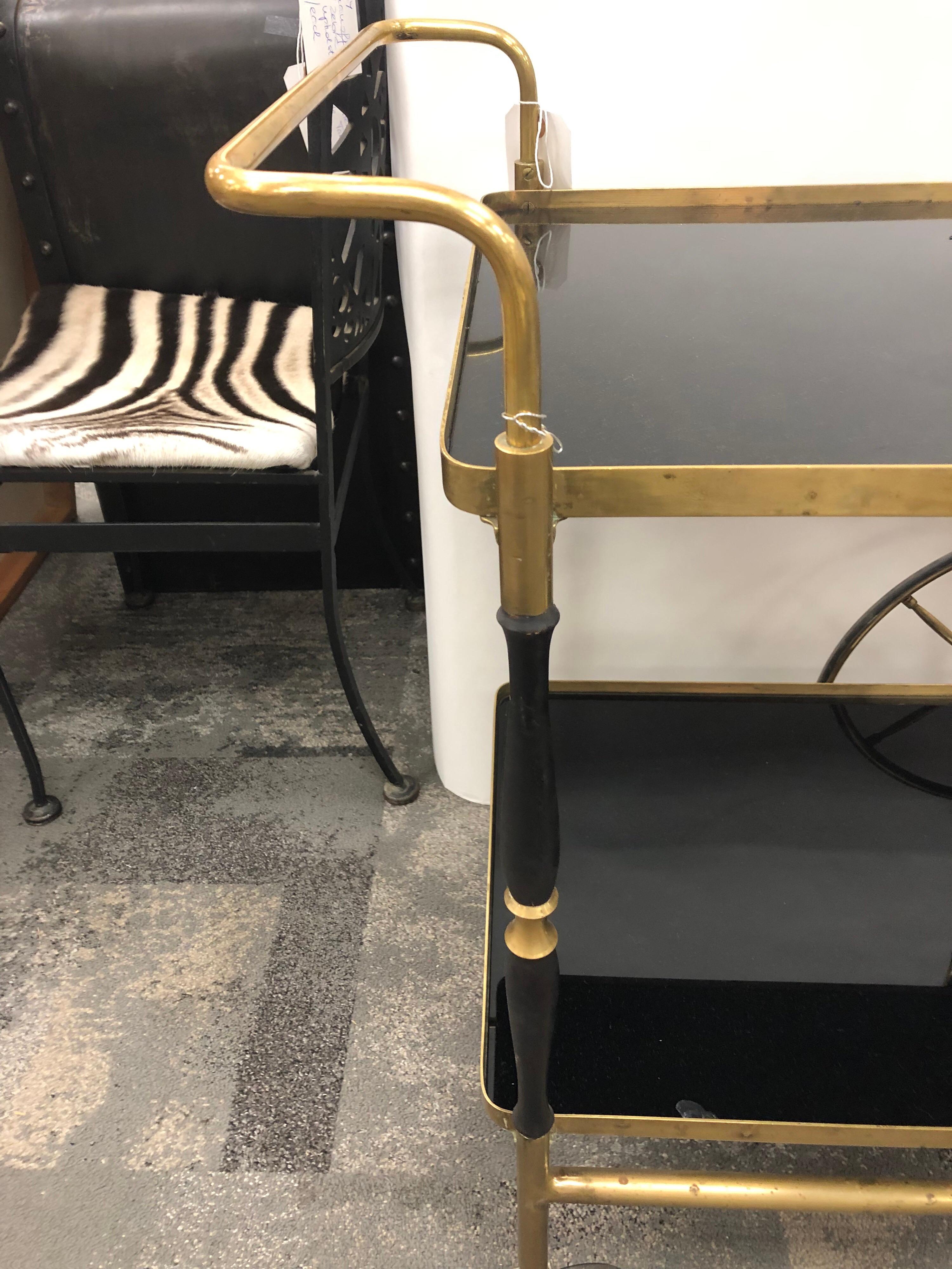 Midcentury Italian Brass Bar Cart by Morex For Sale 1