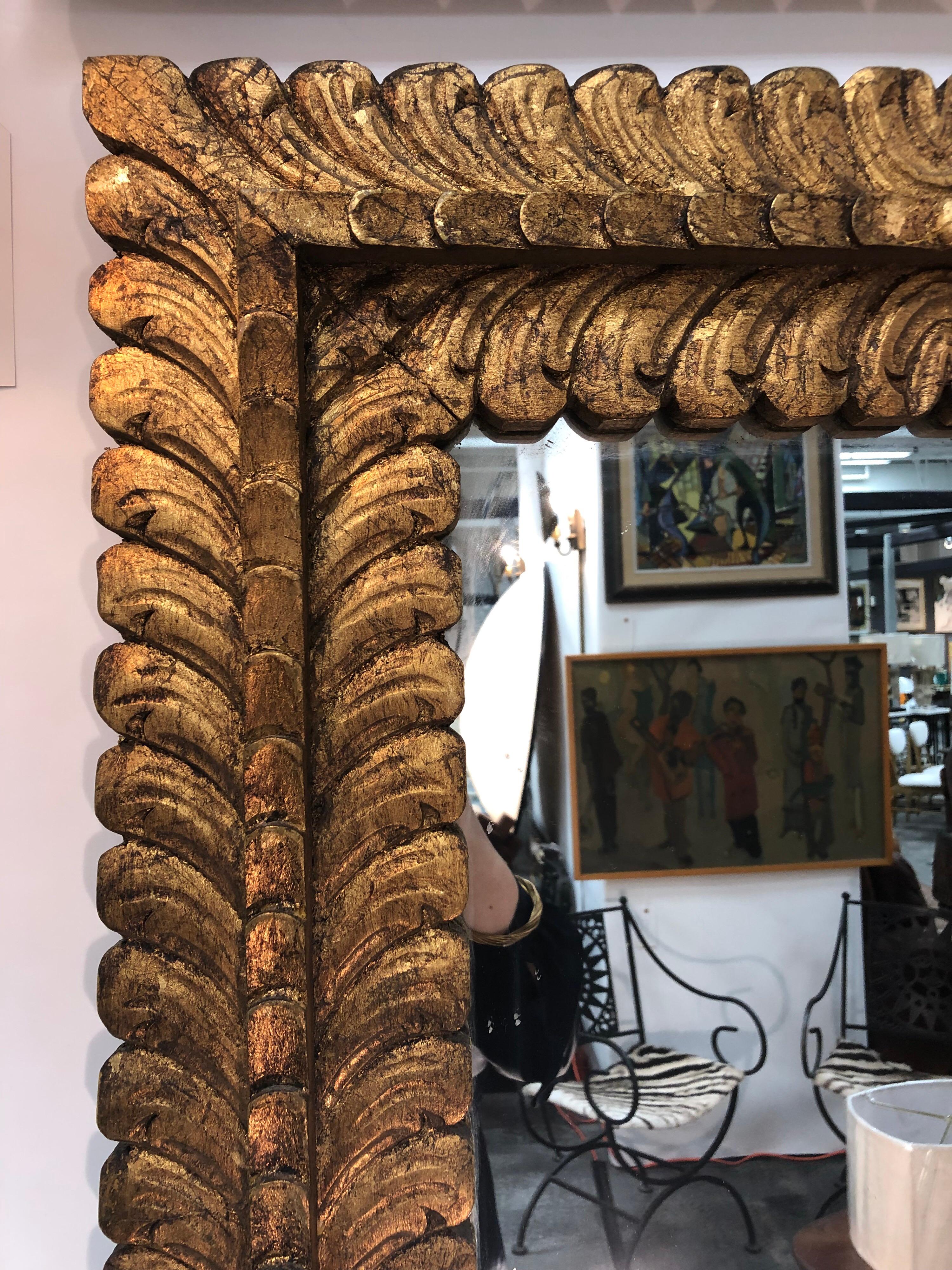 Midcentury Spanish Gold Leaf Mirror In Good Condition For Sale In Chicago, IL