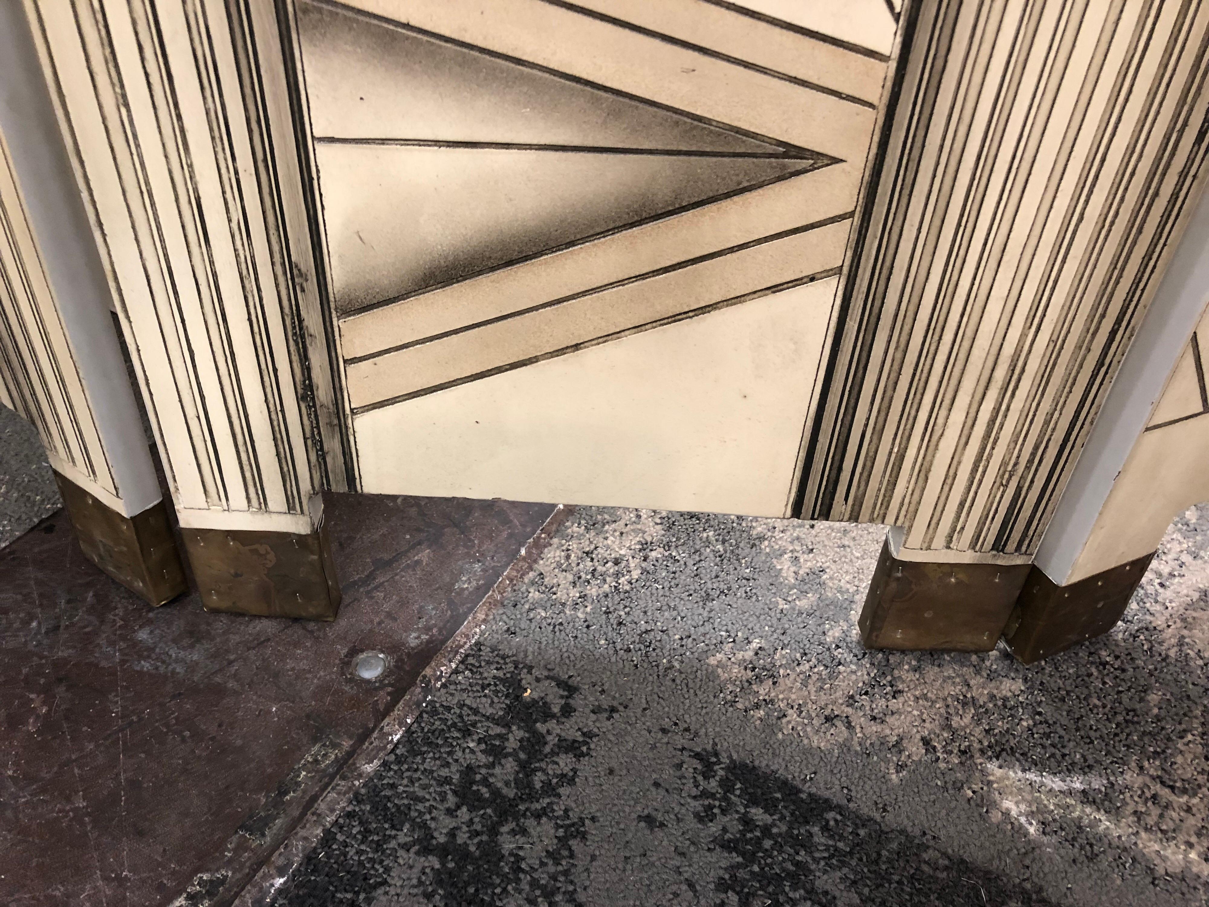 Modern Fornasetti Style 6 Panel Architectural Screen In Good Condition For Sale In Chicago, IL