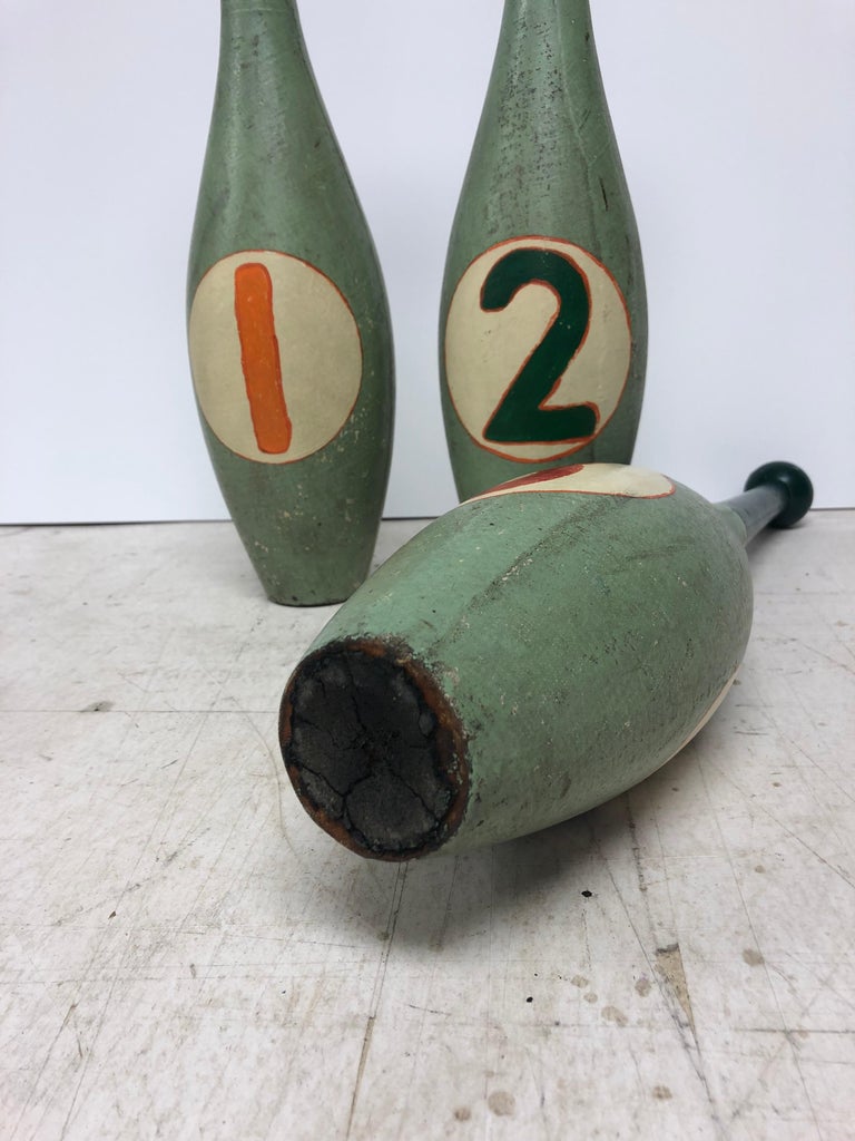 Vintage Hand Painted Juggling Pins For Sale at 1stDibs