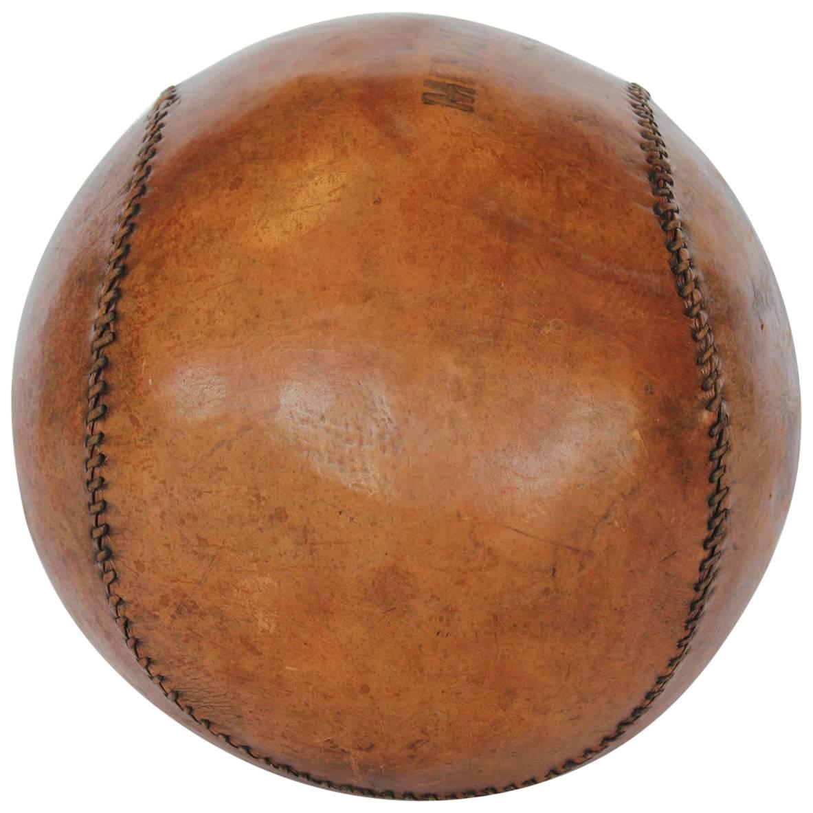 Oversized 1950s Hand-Stitched Leather Baseball For Sale